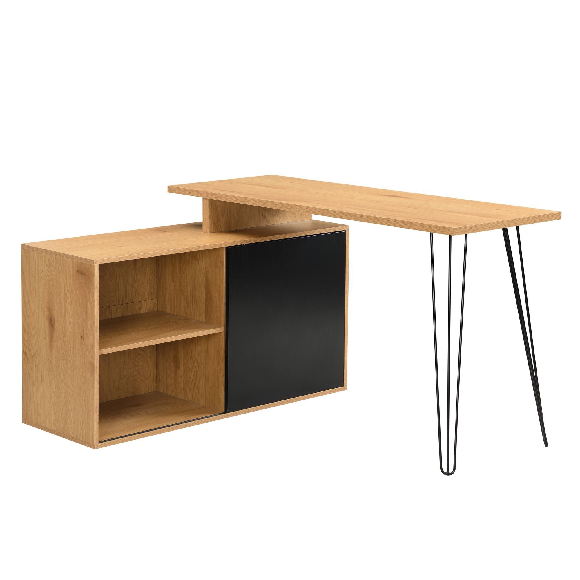 FINEBUY Schreibtisch FB116775 Eckschreibtisch Schreibtischkombination mit Schrank L Form (Moderner Eckschreibtisch im Industrie-Design), Viel Stauraum durch integriertes Sideboard