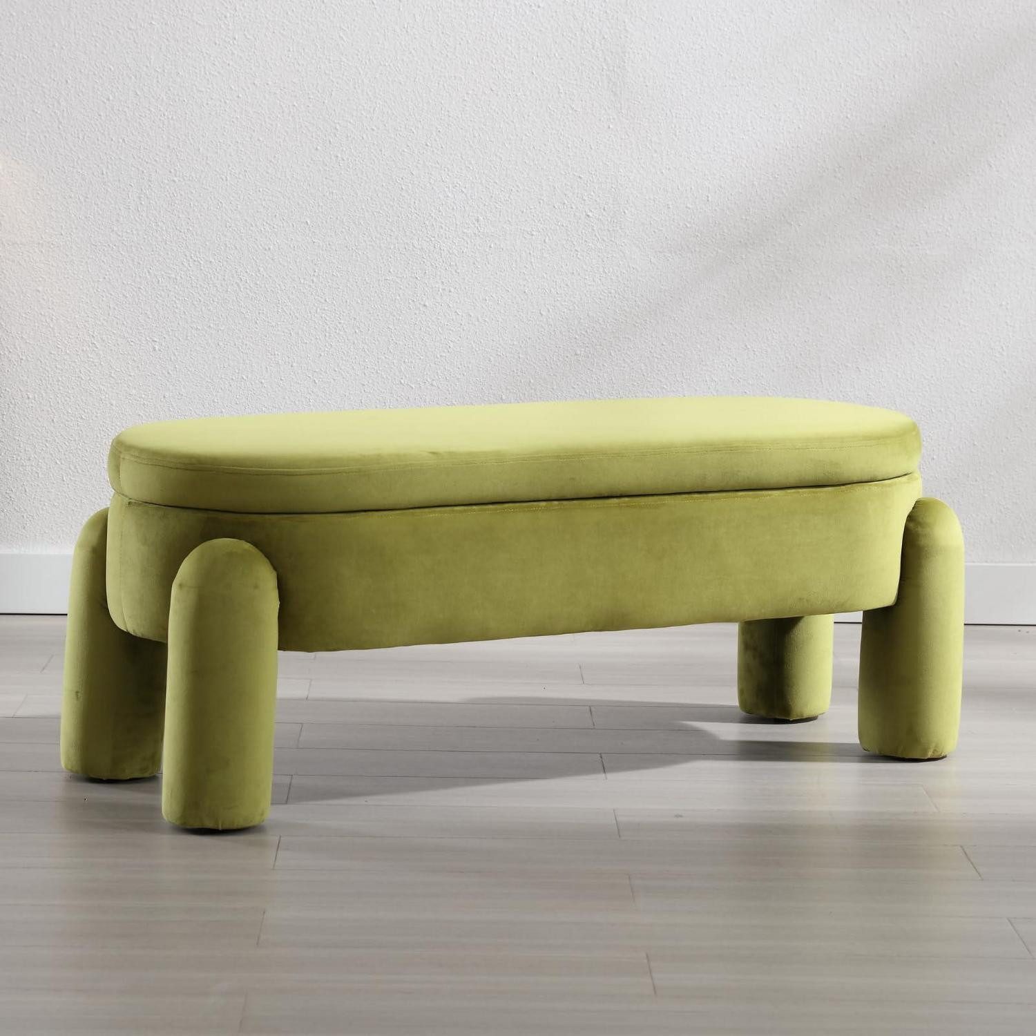 LuxusKollektion Bettbank Sitzhocker Samt Stauraum 114cm Grün (1-St)