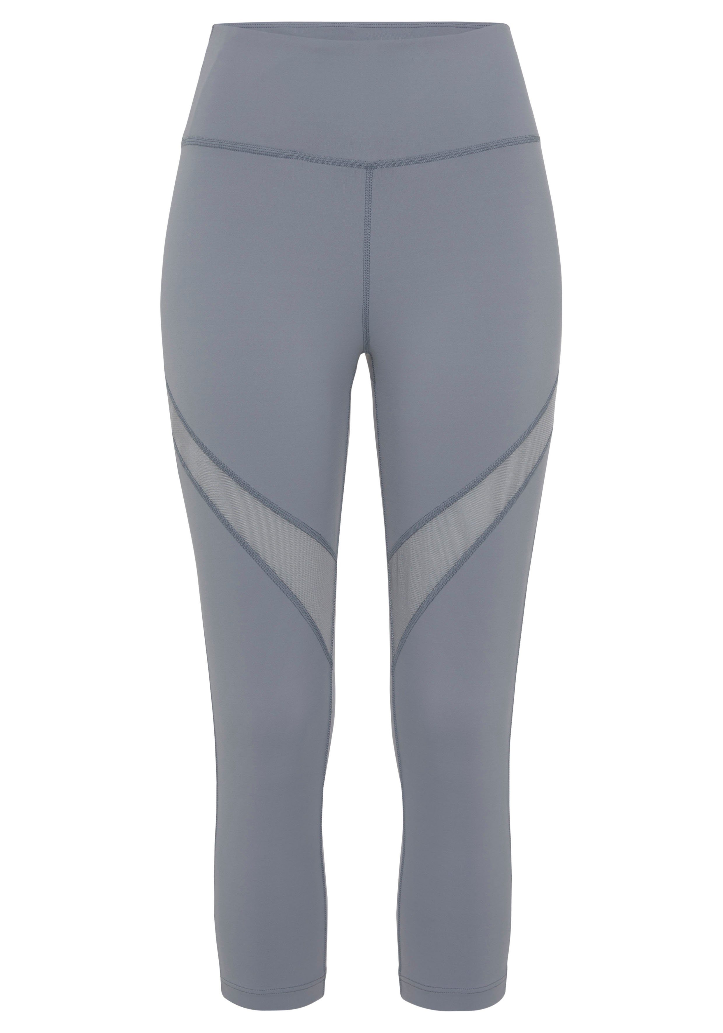 Raffung, mit Loungewear Capri -Sport blau LASCANA kleiner ACTIVE grau Caprileggings