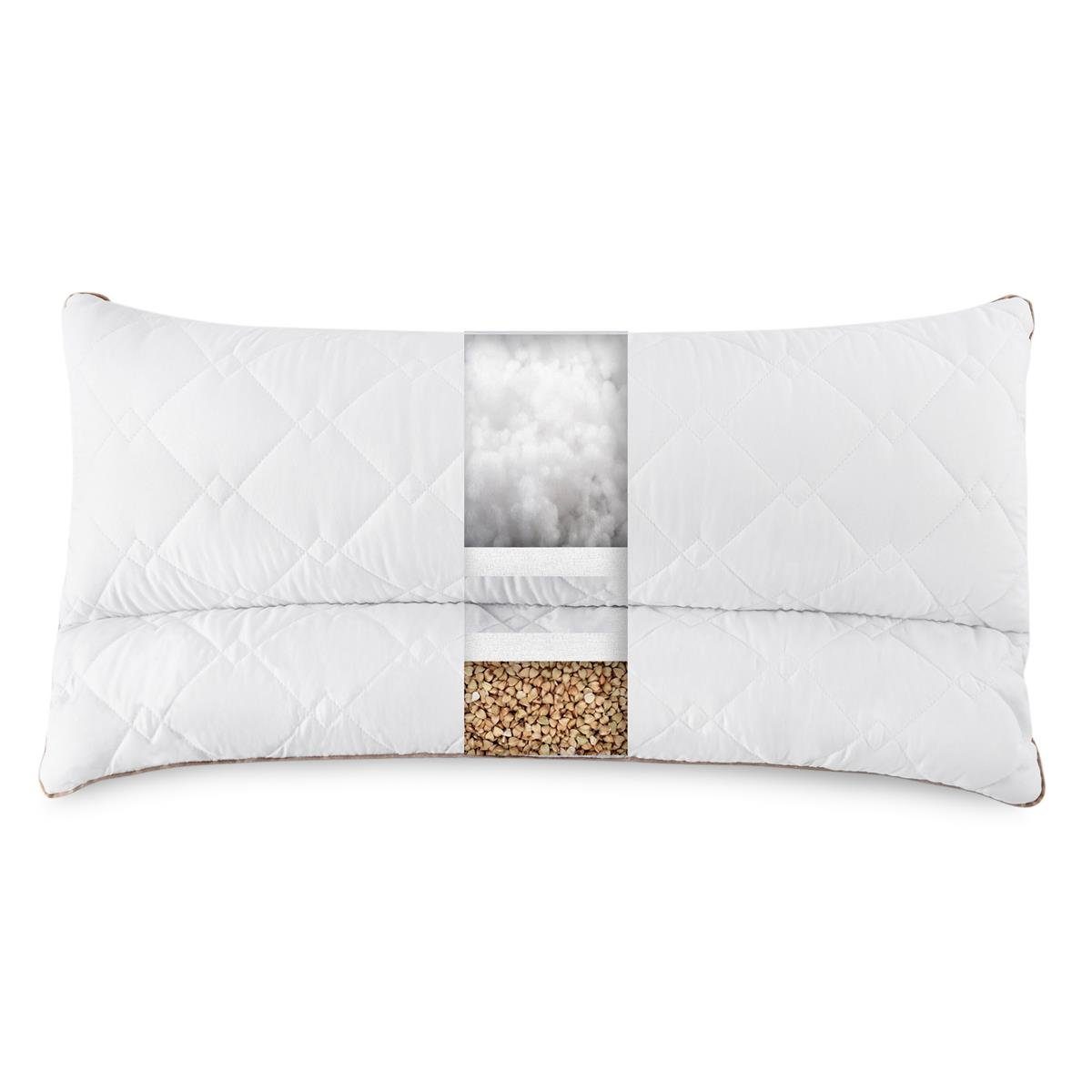 SEI Design Kopfkissen 40x80 mit Nackenrolle aus Buchweizenschalen, Bezug: 1 günstig online kaufen