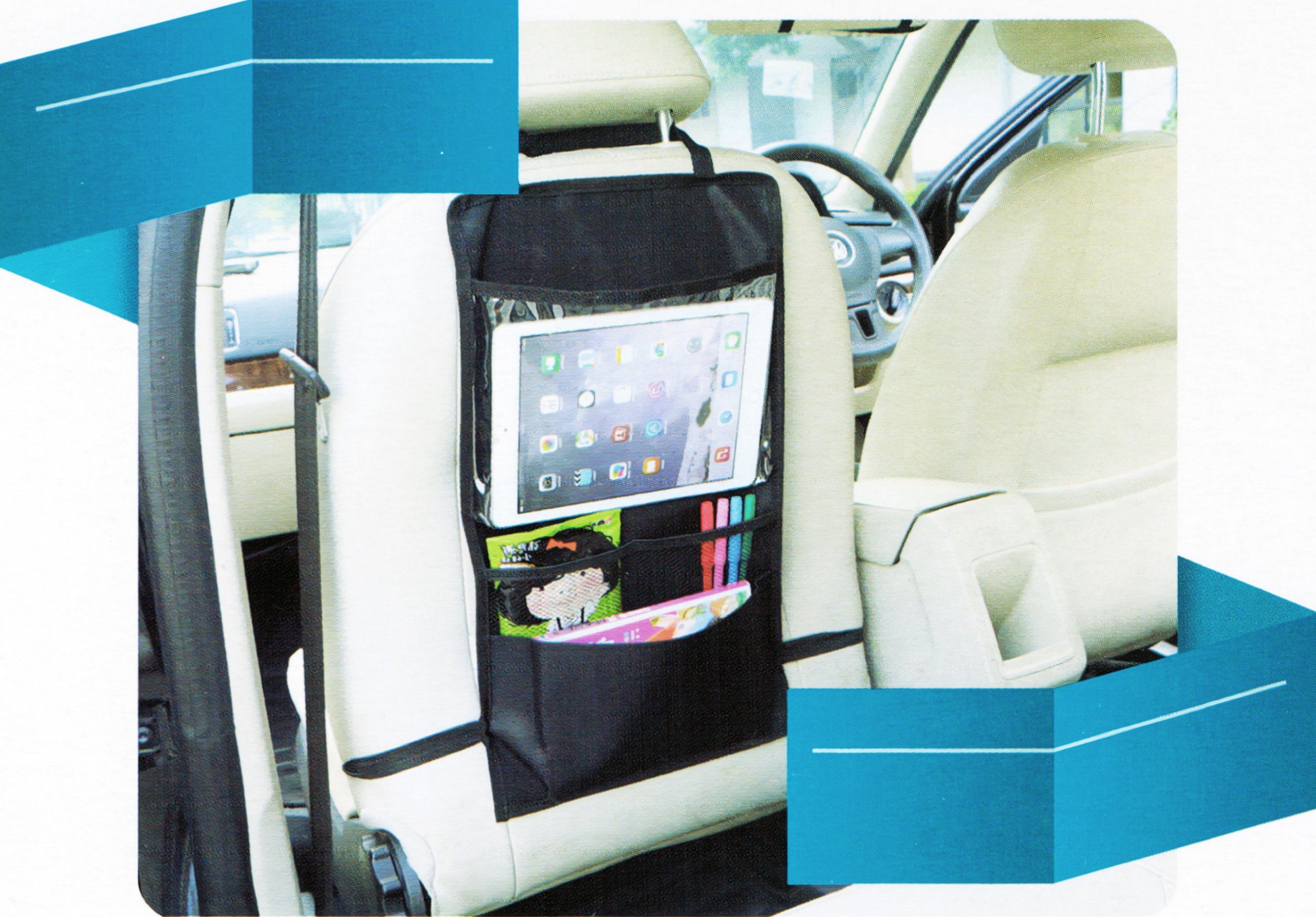 Reinex Rücksitzorganizer AUTO RÜCKSITZ-ORGANIZER Kinder Tablet 13  Autositztasche Rücksitztasche Rückenlehnenschutz Tasche 8