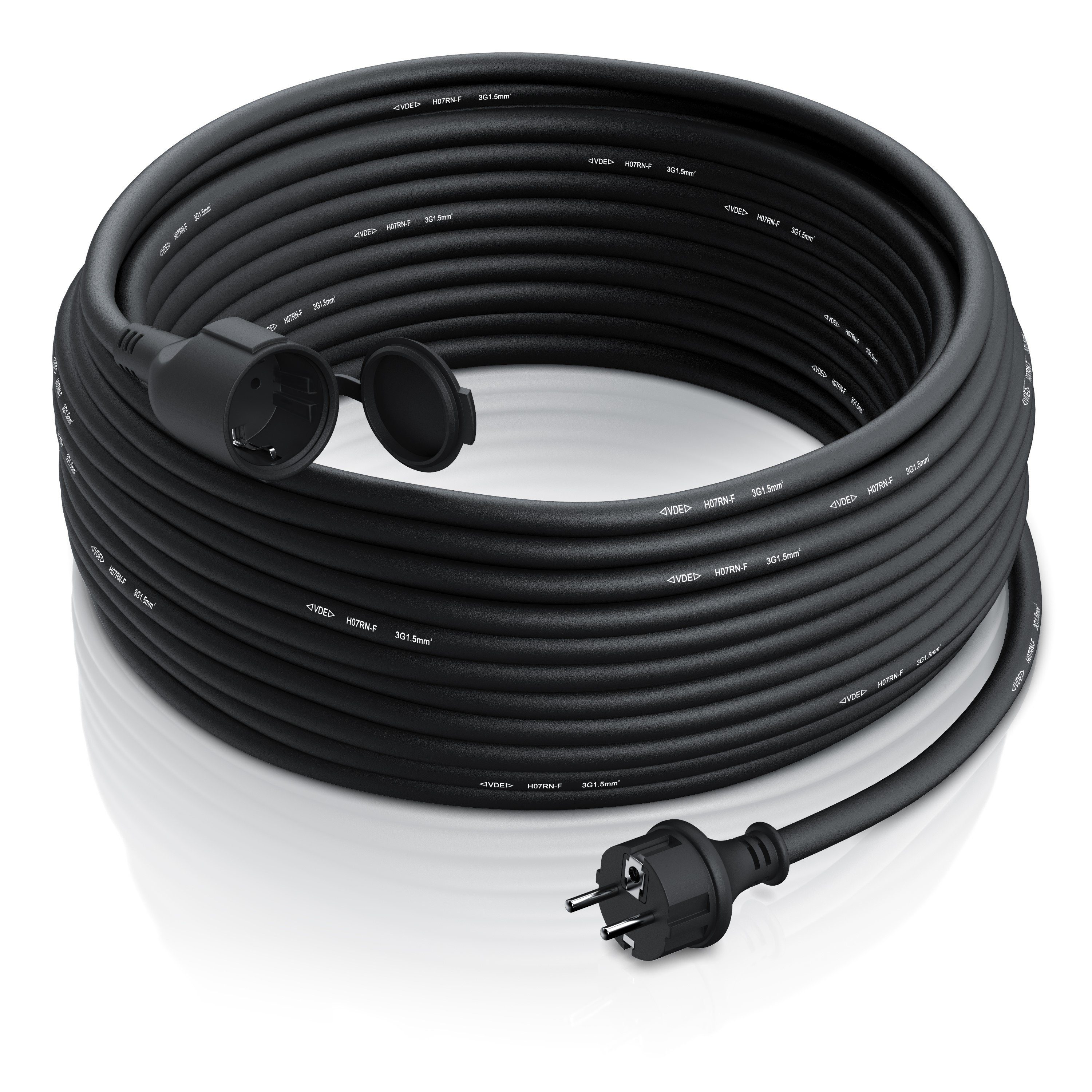 Brandson Stromkabel Verlängerung für den Außenbereich 3500W, Outdoor, IP44, 30m Verlängerungskabel, Typ F (Schuko), Schutzkontakt-Kupplung (3000 cm), Verlängerungskabel mit Schuko Stecker & Schutzkappe, Elektrokabel 230V