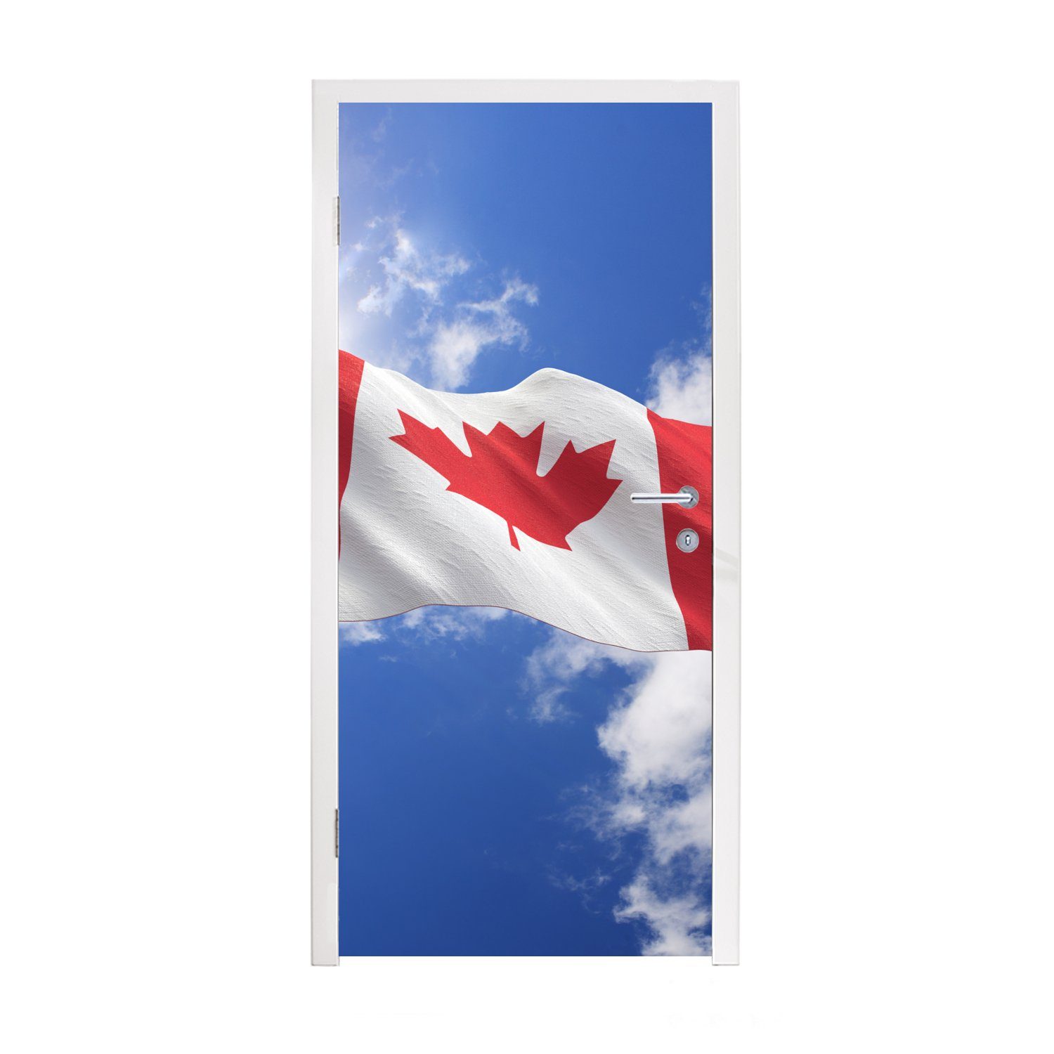 MuchoWow Türtapete Flagge von Kanada an einem sonnigen Nachmittag, Matt, bedruckt, (1 St), Fototapete für Tür, Türaufkleber, 75x205 cm