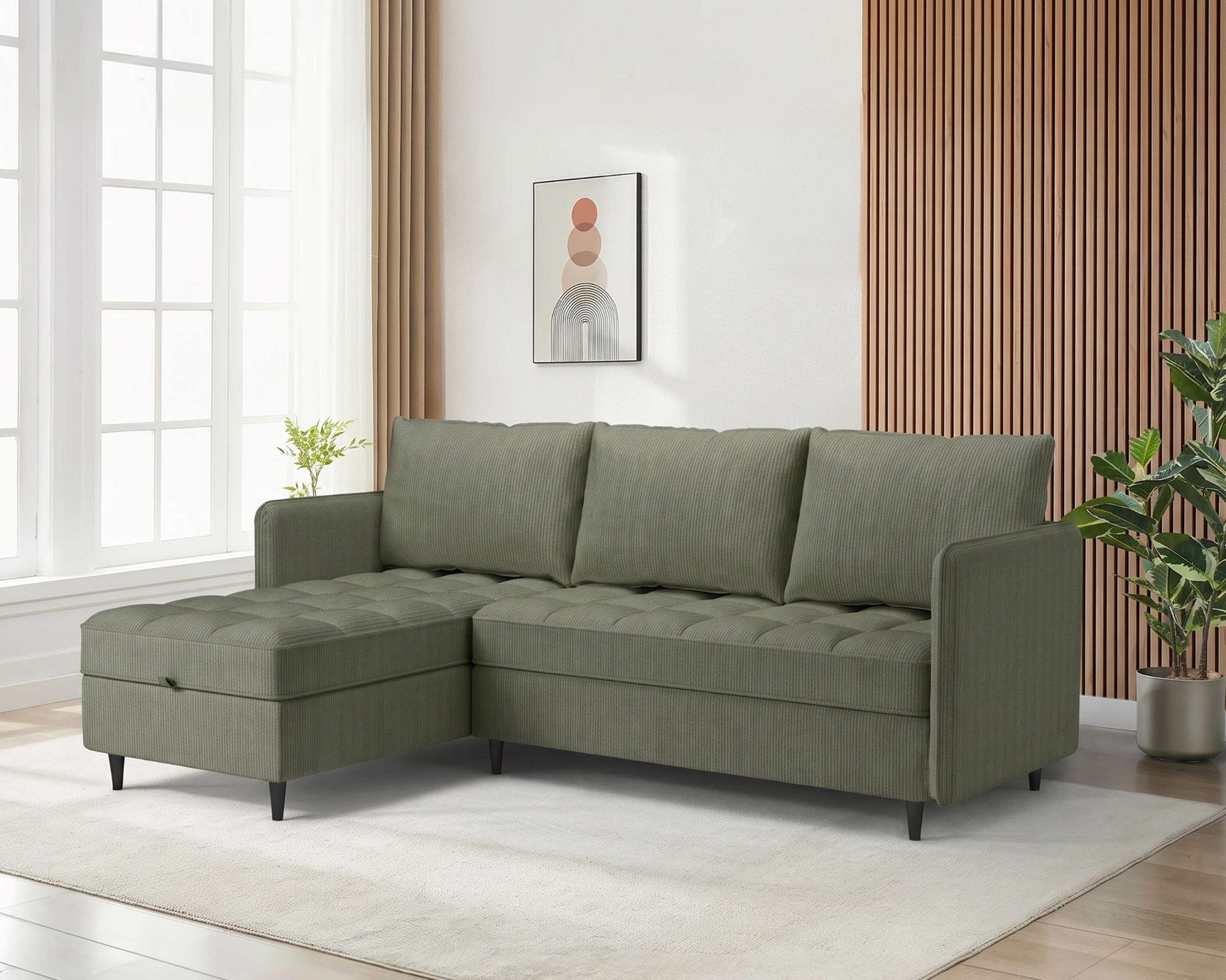 Dorel Home Ecksofa LINDHUS, Cord, L-Form, Breite 194cm, verschiedene Stellvarianten, Recamiere, Stauraum, Modulsofa