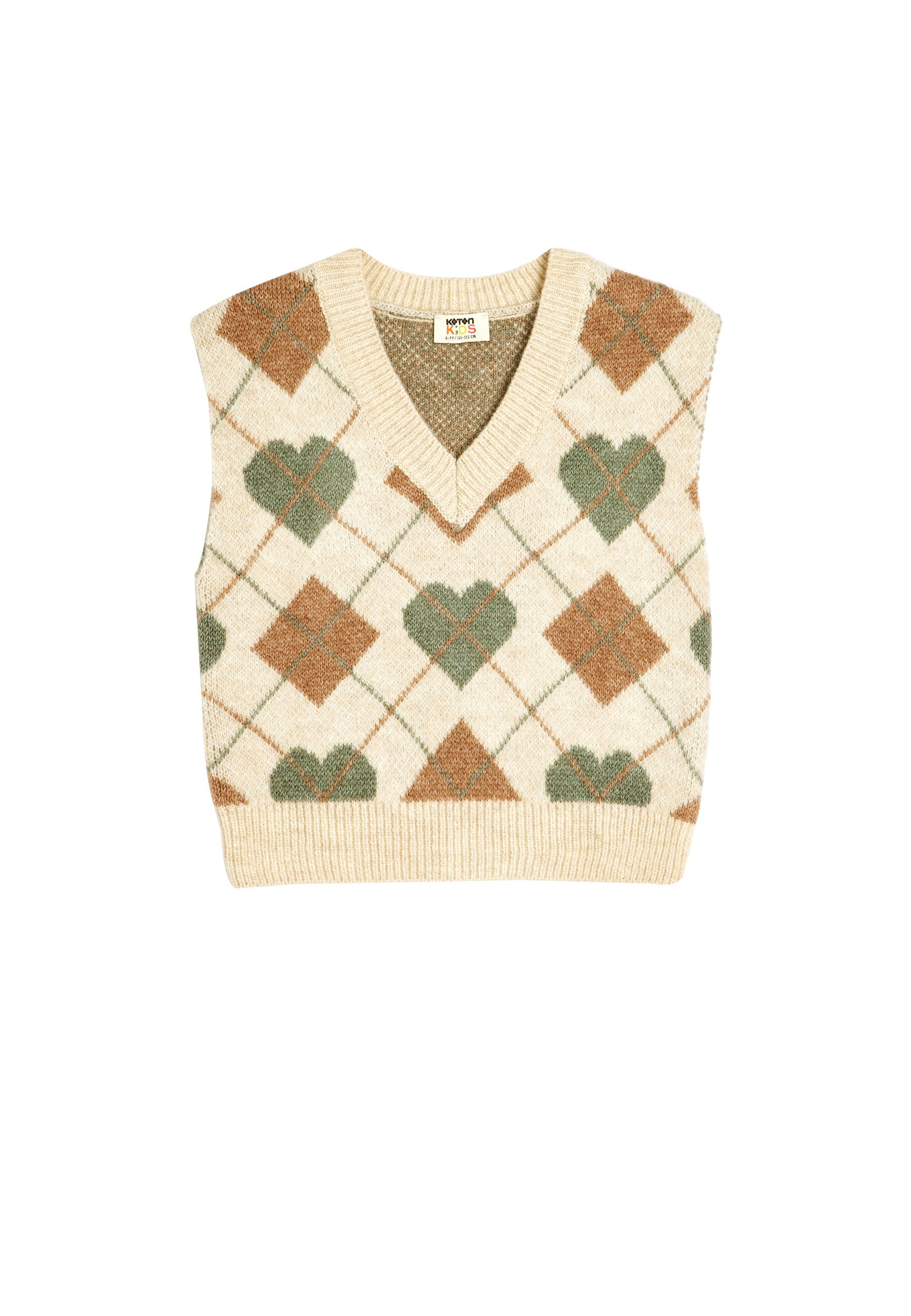 Kurzarmpullover V-Kragen Mit Jacquard