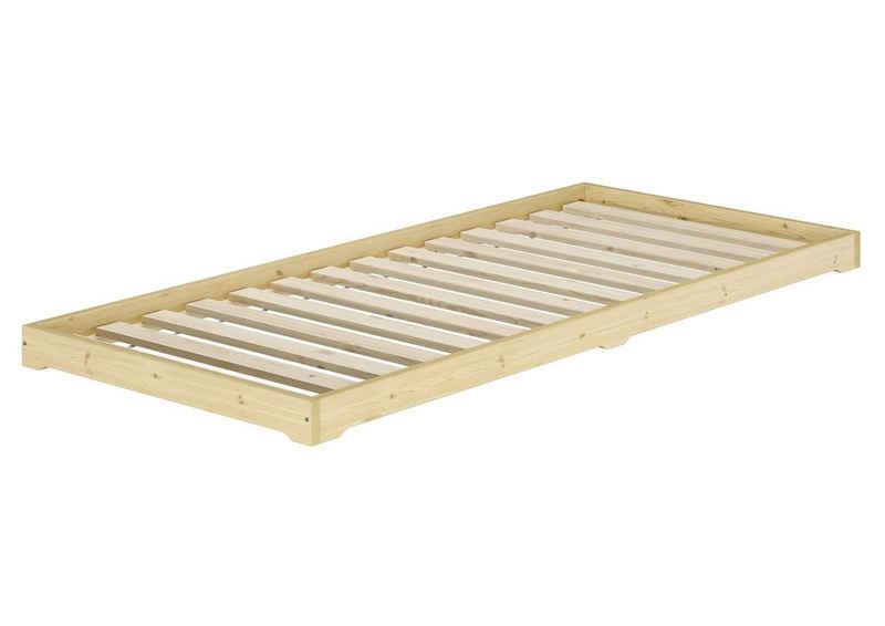 ERST-HOLZ Bett Studentenbett Futon Massivholzbett extra niedrig Fichte geölt 90x200, Fichtegeölt