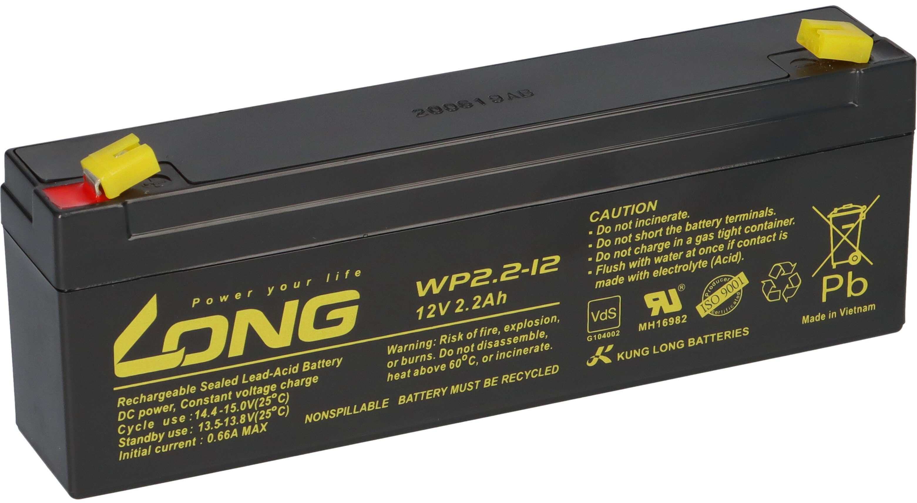 Kung Long 12V 2,2Ah kompatibel 2-01-001470 12-2,2 20HR AGM Bleiakkus (12V V)
