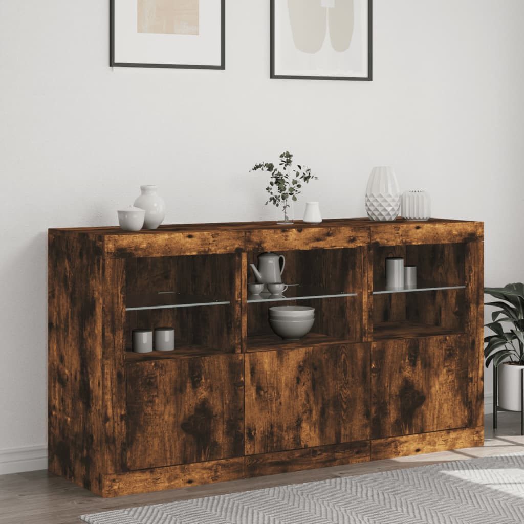vidaXL Sideboard Sideboard mit LED-Leuchten Räuchereiche günstig online kaufen