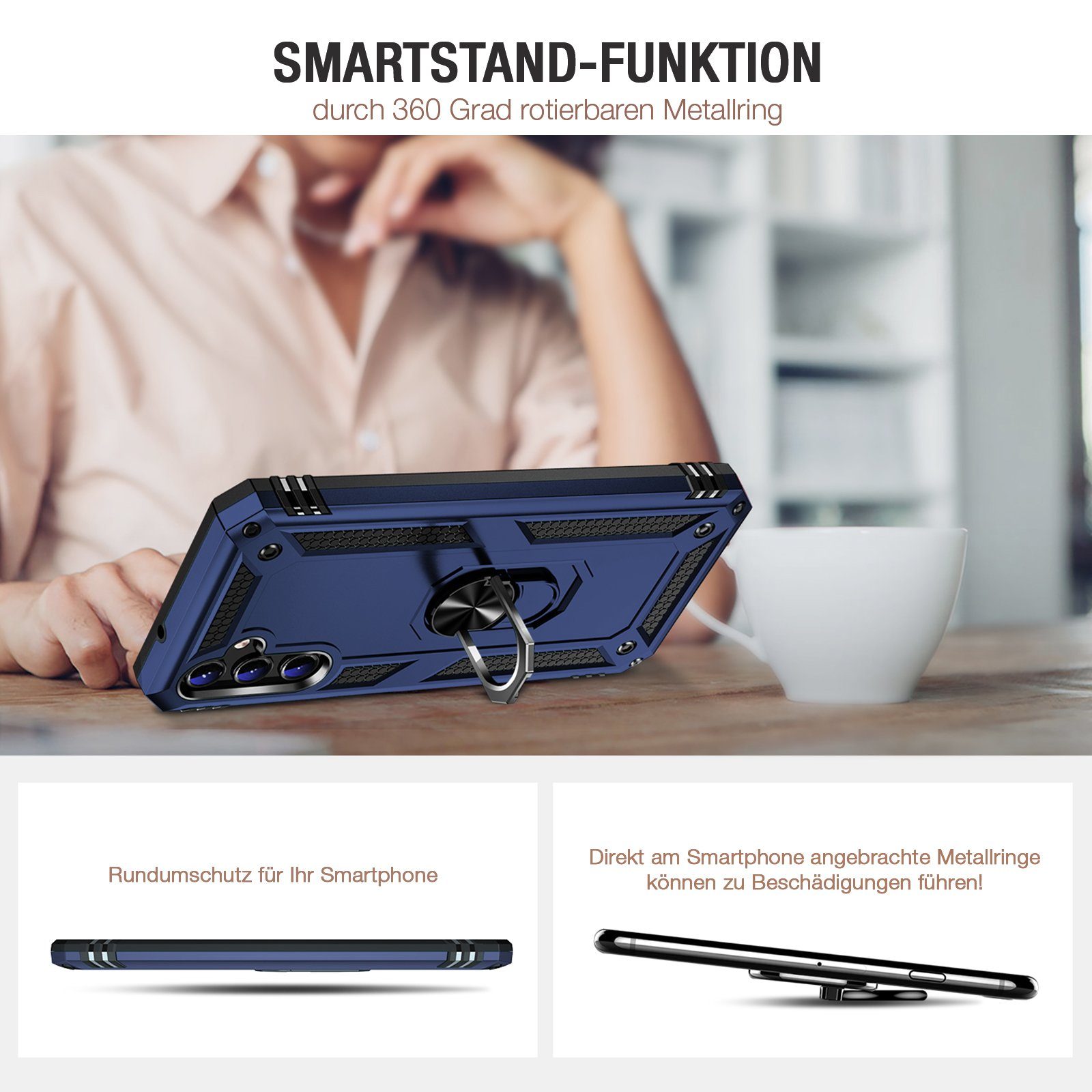 Tec-Expert Handyhülle Outdoor Cover Hülle für Samsung Galaxy A14 5G 6.6 Zoll, 6.6, Premium Hülle aus verstärktem Polycarbonat