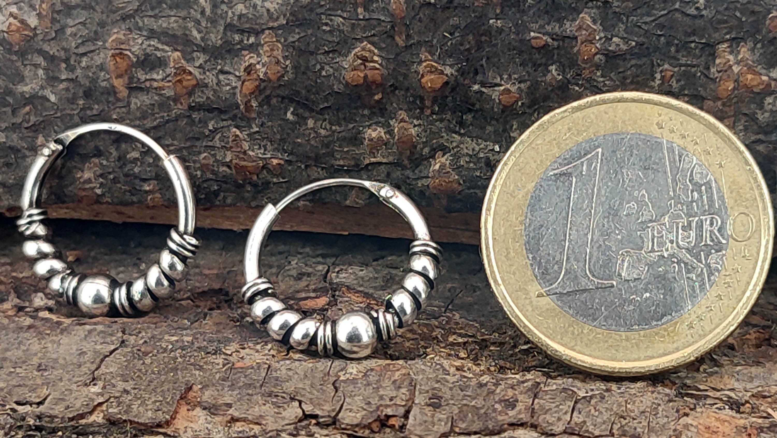 Ohr Paarpreis Ohrring-Set of Leather Ohrringe Kiss Kreolen Creole Bali Silber 925 Sterling