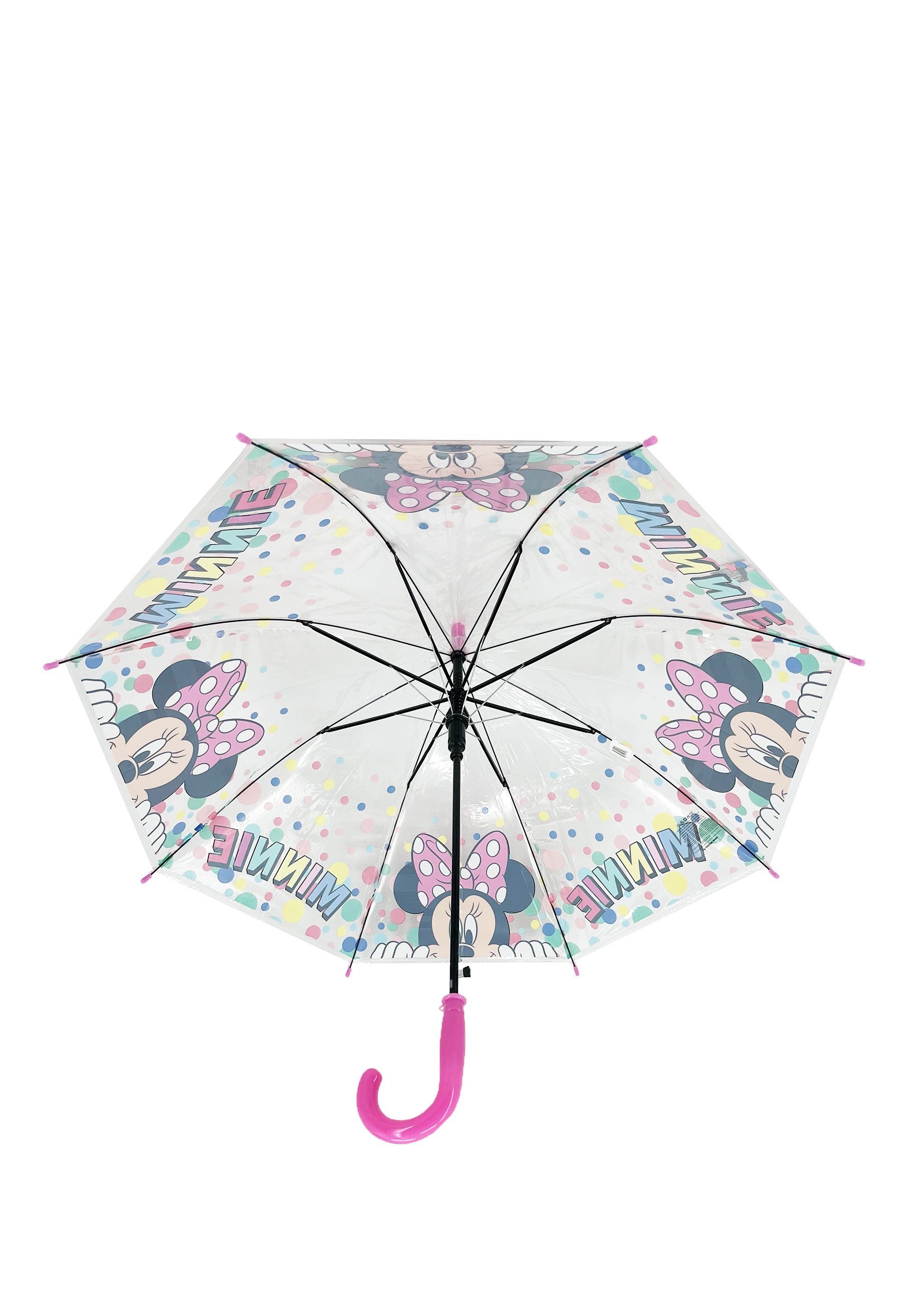 Disney Minnie Mouse Stockregenschirm Kinder Regenschirm weiß bunt Punkte 82 cm, windfest