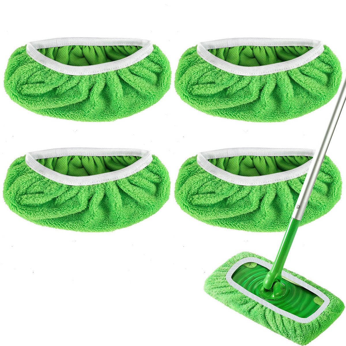 DOPWii 4er Set Wiederverwendbare Tücher für Swiffer Bodenwischer Mikrofasertuch (4-tlg., Trocken- und Nassbodentücher, Universell für Reinigung)