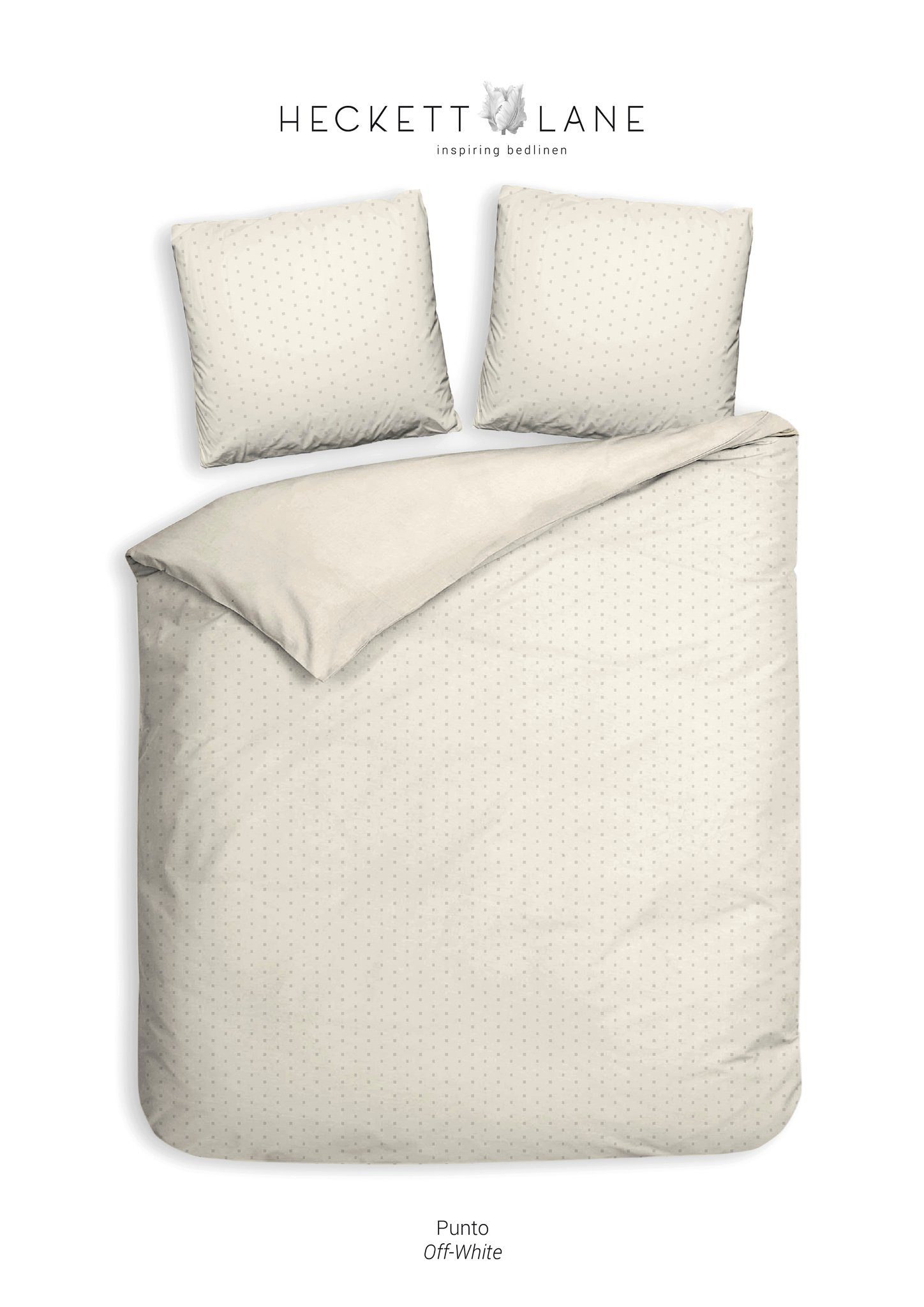 Heckett and Lane Bettwäsche Punto 1 260x220cm 60x70cm Mako-Satin White, Bettbezug Kopfkissenbezug Set kuschelig weich hochwertig