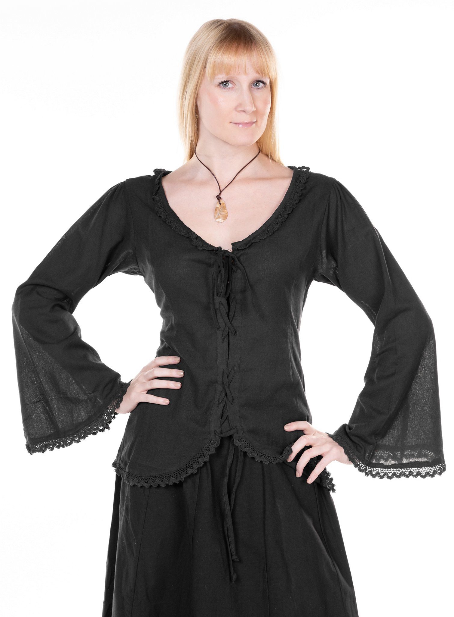 Metamorph Hexen-Kostüm Gothic Spitzenbluse schwarz, Hochwertige und authentische Mittelalterkleidung zu unschlagbar günst