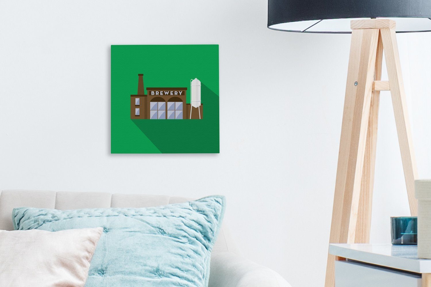 Illustration Wohnzimmer Bierbrauerei Schlafzimmer Leinwand Bilder OneMillionCanvasses® (1 grünem Hintergrund, für St), Leinwandbild auf