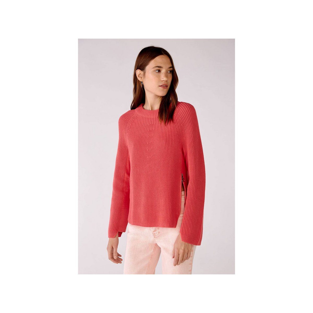 Oui uni Longpullover (1-tlg) red