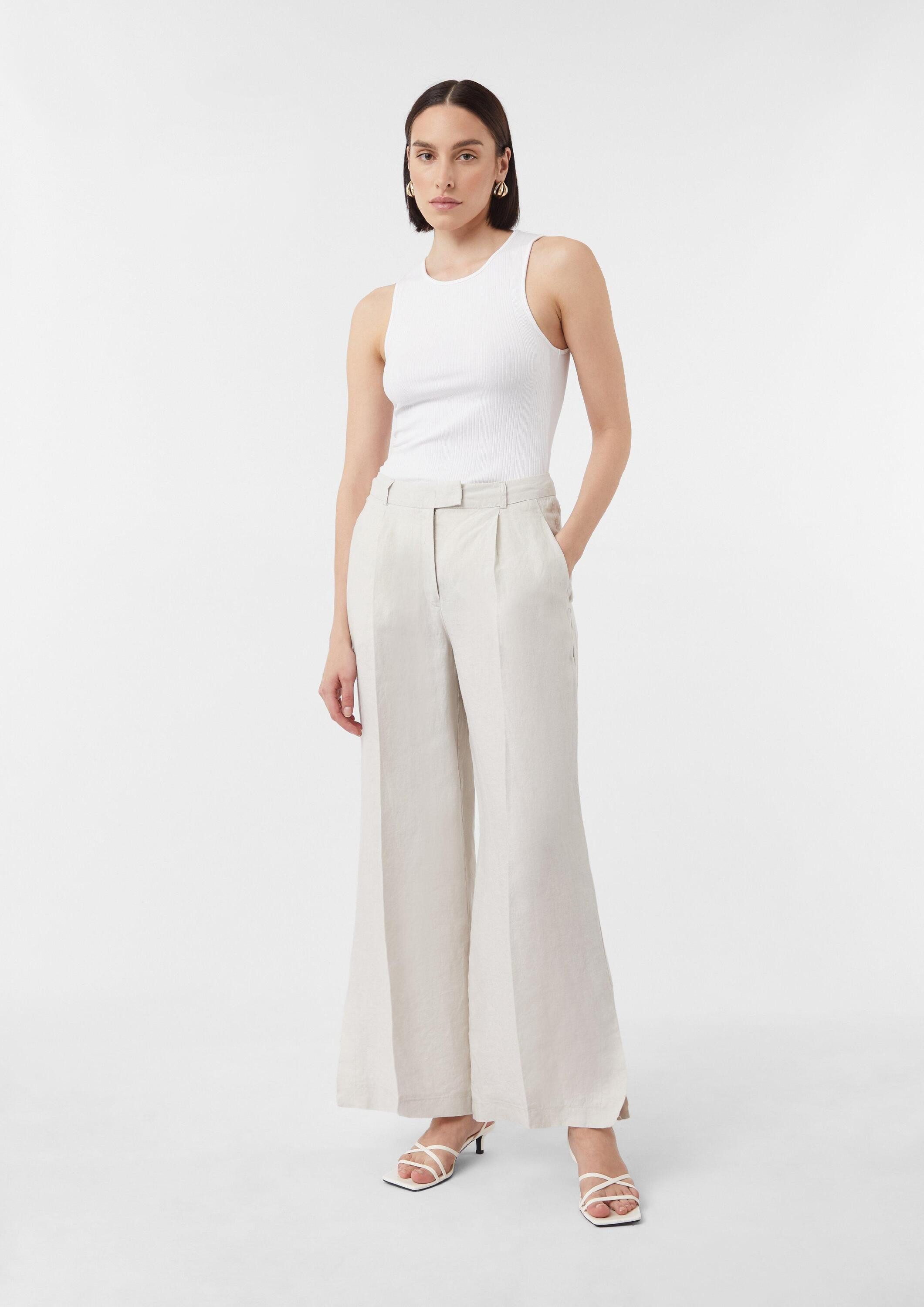 comma Chinos Hose Marlenehose aus Leinen mit Saum-Schlitzen günstig online kaufen