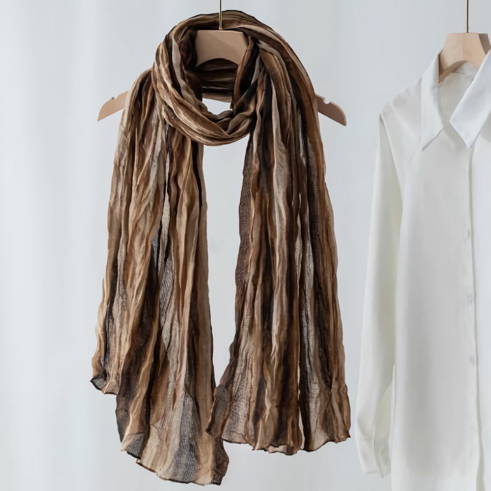 Blusmart Modeschal Leinen-Schal mit Ombre-Batik- und Faltenmuster, (Warm und stylisch, Retro-ethnischer Baumwoll), Für Damen als Schal oder Umhang – Bild 4 von 5