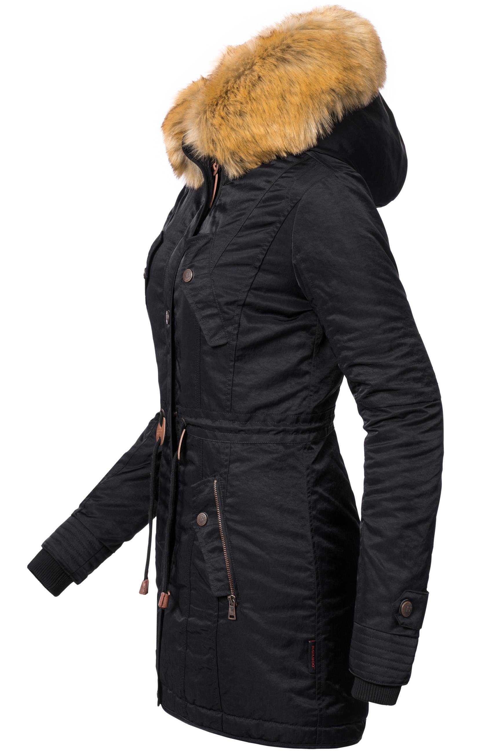 mit hochwertiger Viva Kunstfell Wintermantel Winterparka schwarz La Navahoo großem