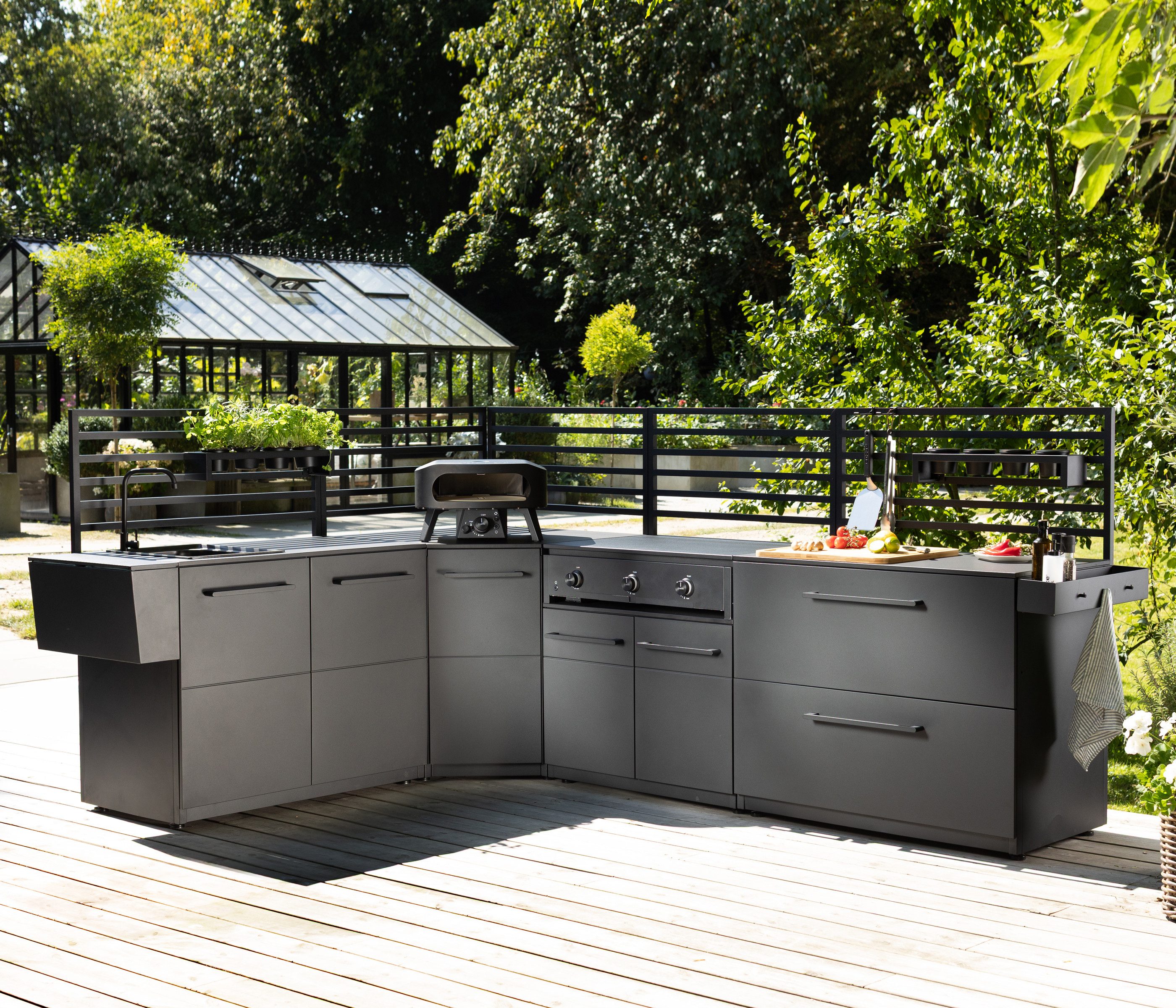 COZZE Outdoor-Küche Schubladenmodul Elements, 110 x 60 x 90 cm, Stahl / HPL, schwarz, flexibel erweiterbares Modul der Cozze® Outdoor-Küche