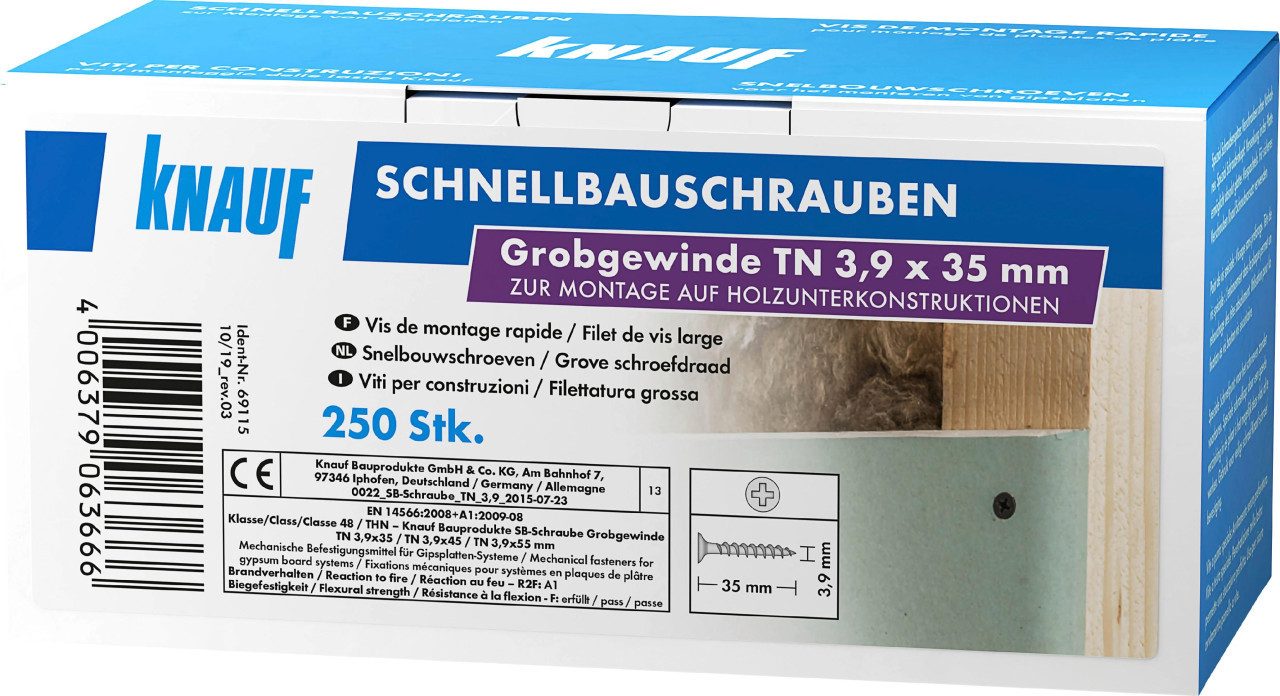 Thumbnail - KNAUF Trockenbauschrauber Knauf Schnellbauschrauben 3,9 x 35 mm, PH 1, 250