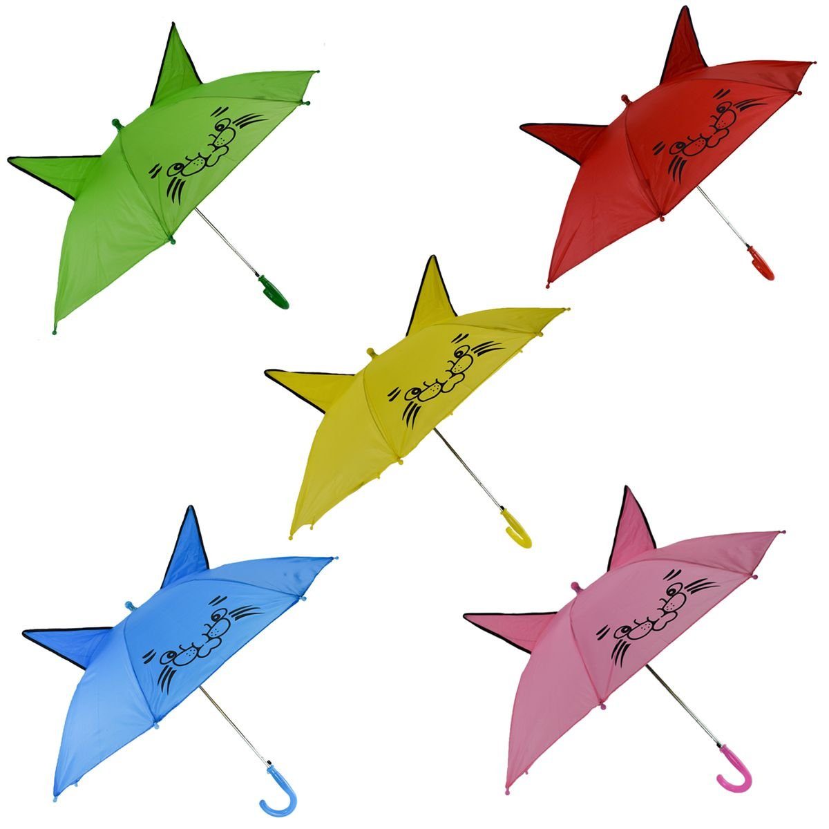 Marabellas Shop Stockregenschirm Regenschirm für Blau Design cm Ohren Öffnung, fröhliches automatischer und Ø 90 Kinder mit