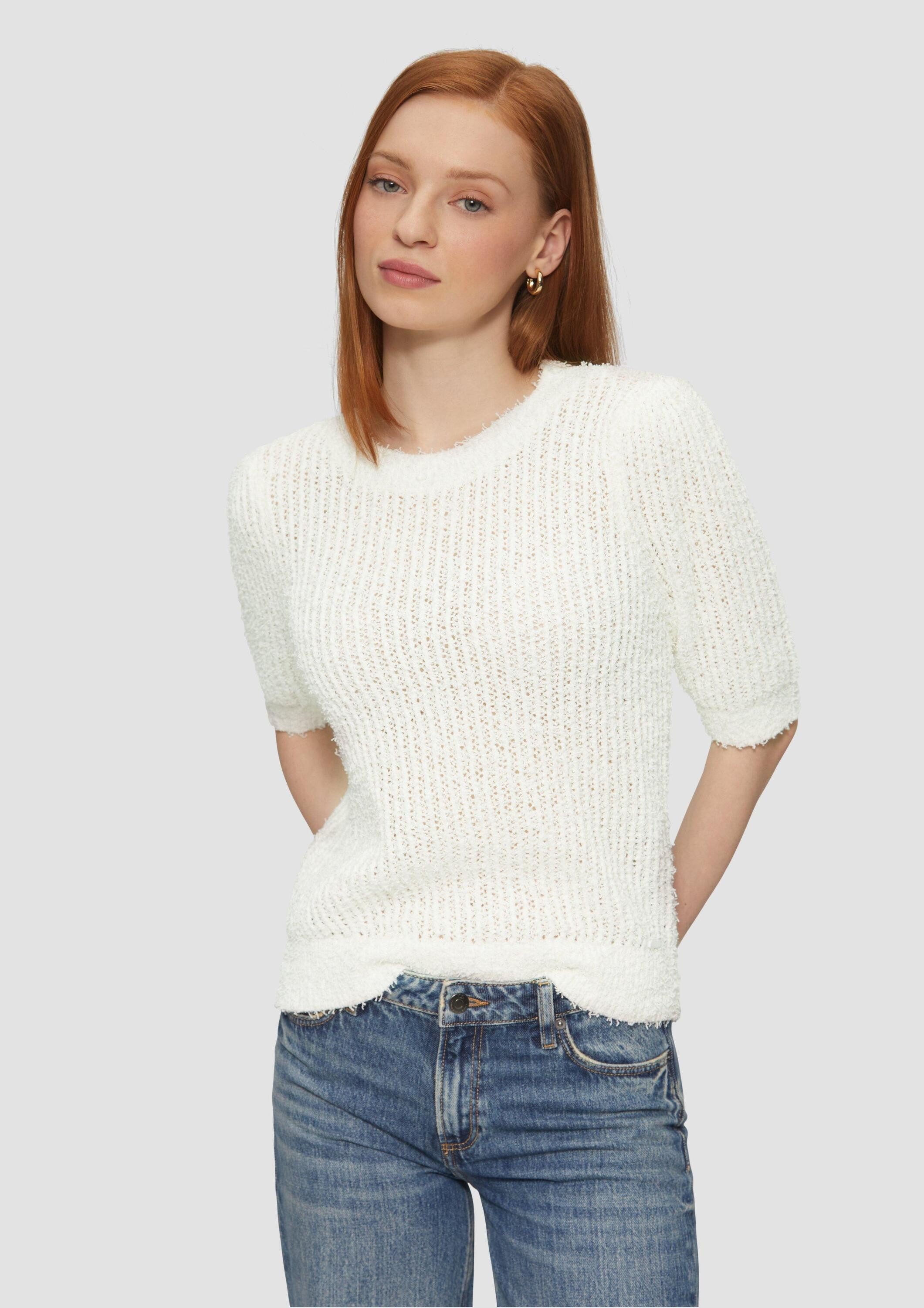 QS 3/4 Arm-Pullover Strickpullover Kurzarmpullover aus Effektgarn