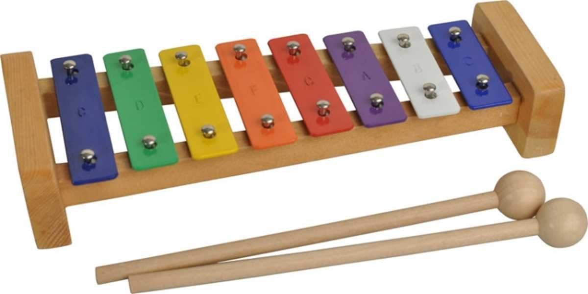 Steinbach Glockenspiel Glockenspiel 8 bunte Klangplatten diatonisch Holzrahmen