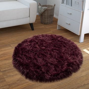 Fellteppich Wohnzimmer Hochflor Teppich Kunst-Fell Design, TT Home, rund, Höhe: 64 mm