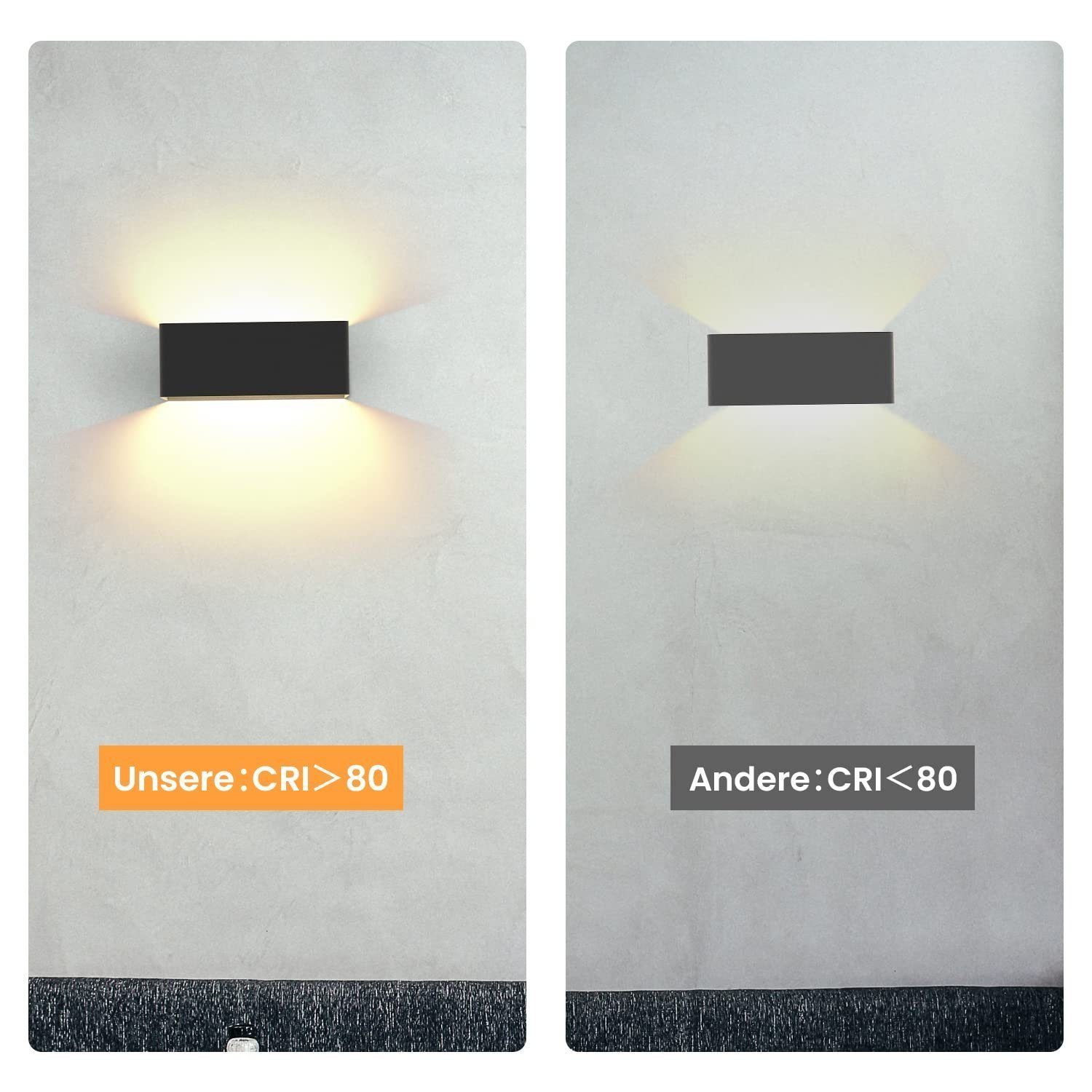ZMH LED Außen-Wandleuchte fest Down Up integriert, Warmweiß Außen-Wandleuchte LED Modern Flur, Schlafzimmer