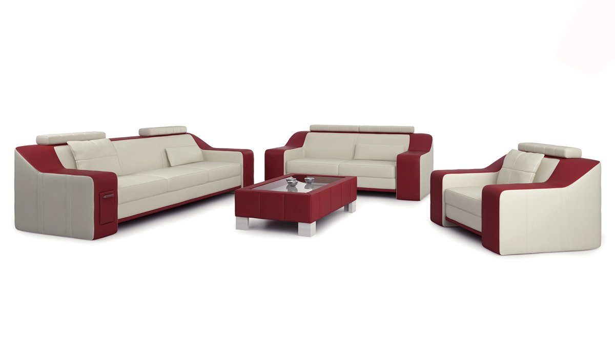 JVmoebel Sofa Sofa Sofagarnitur Design Sitzer Couchen, 3+2 Polster Couch Modern Rot/Beige Europe Set Made in