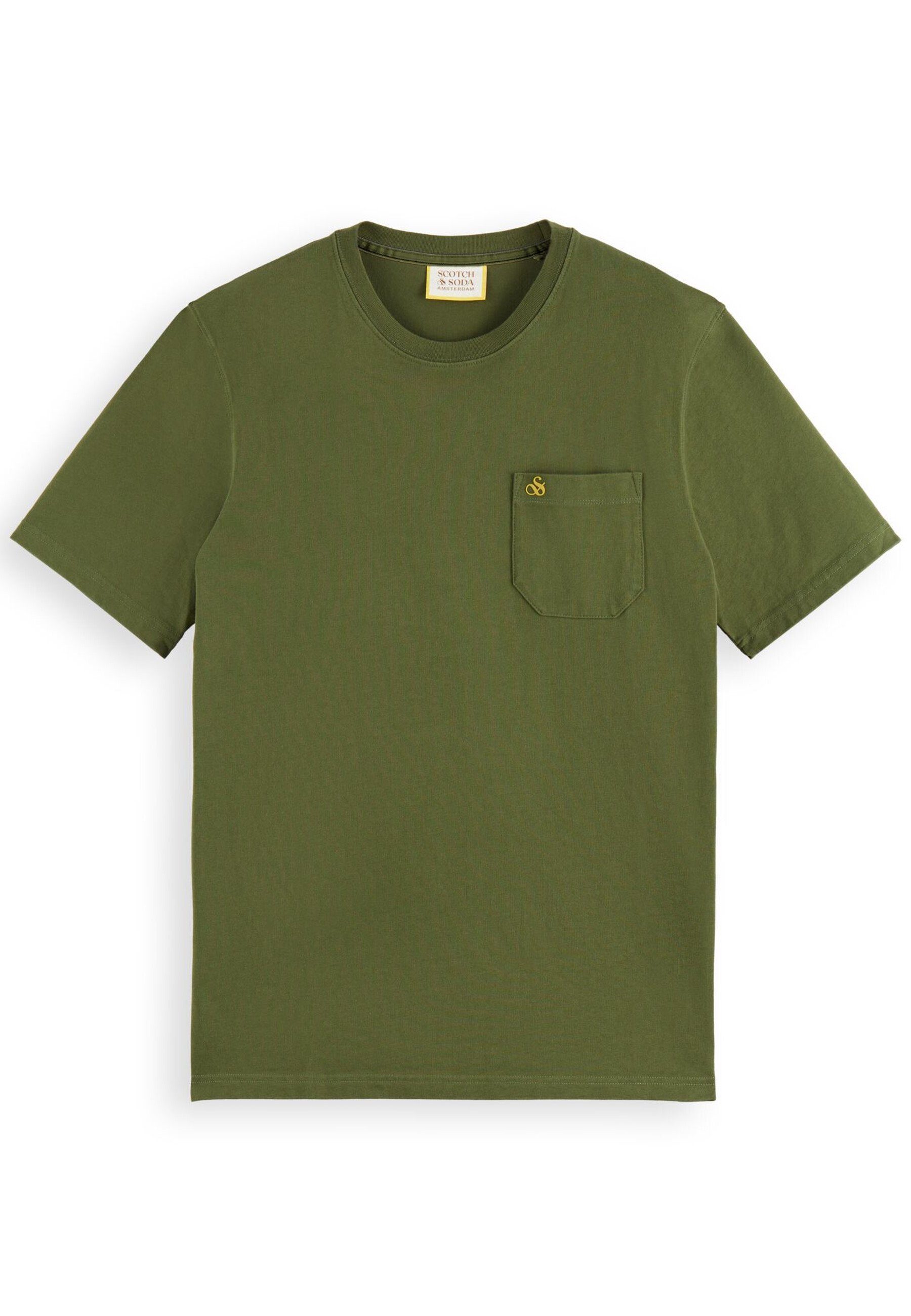 Scotch & Soda T-Shirt Shirt Kurzarmshirt mit Rundhalsausschnitt, (1-tlg) oliv
