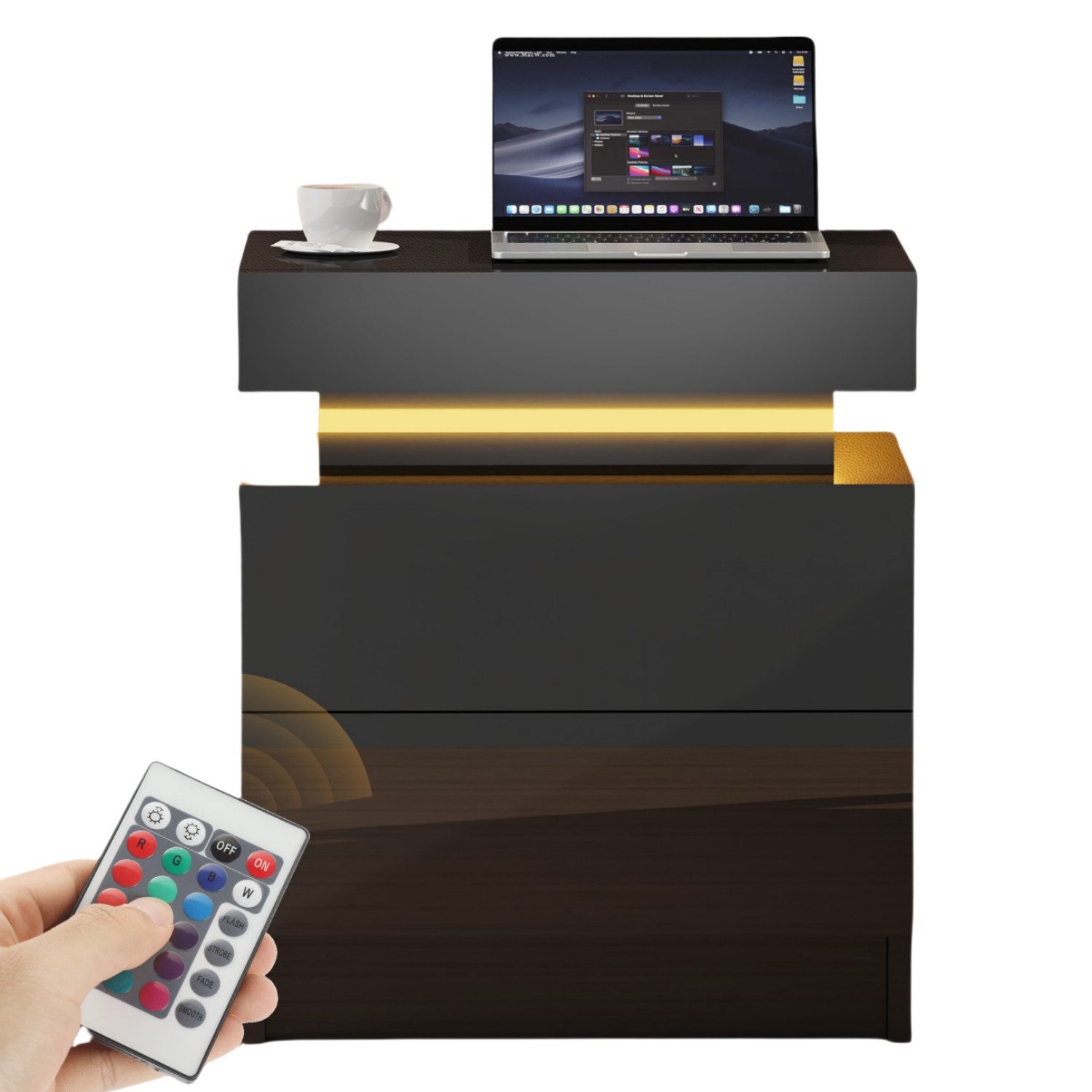 WILGOON Nachttisch Hochglanz Nachtschrank mit 2 günstig online kaufen