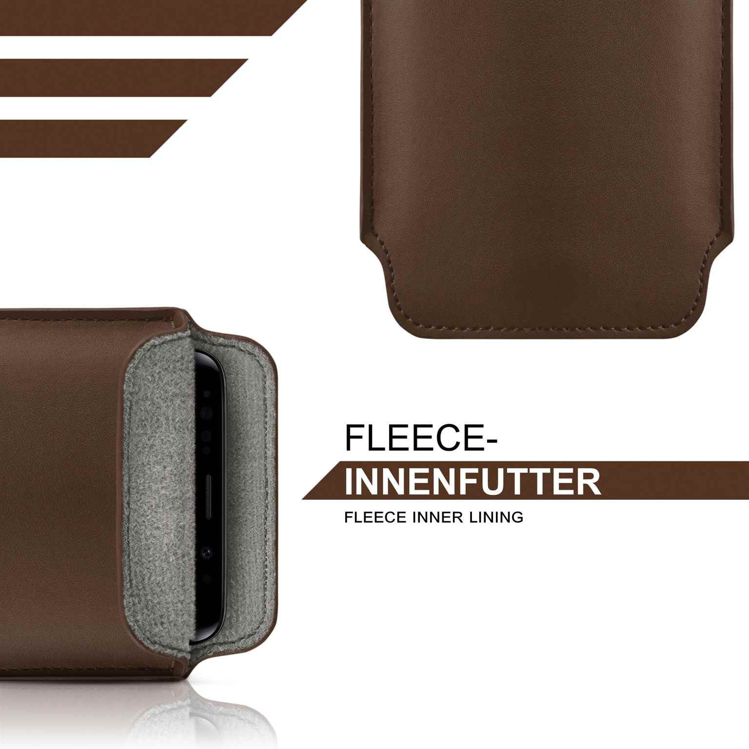 moex Handyhülle für Doro 8200 Hülle Leder Optik Pull Case Braun 6,1 Zoll, Holster Handytasche Schutzhülle Sleeve Hülle Etui 360 Grad Schutz Dünn
