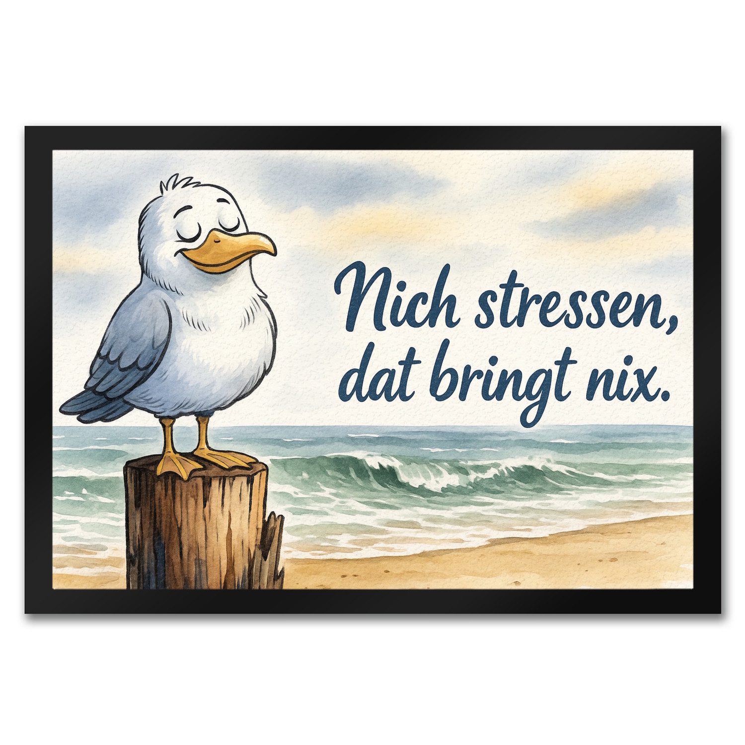 speecheese Fußmatte Möwe Nich stressen auf Aquarell Fußmatte in 35x50 cm