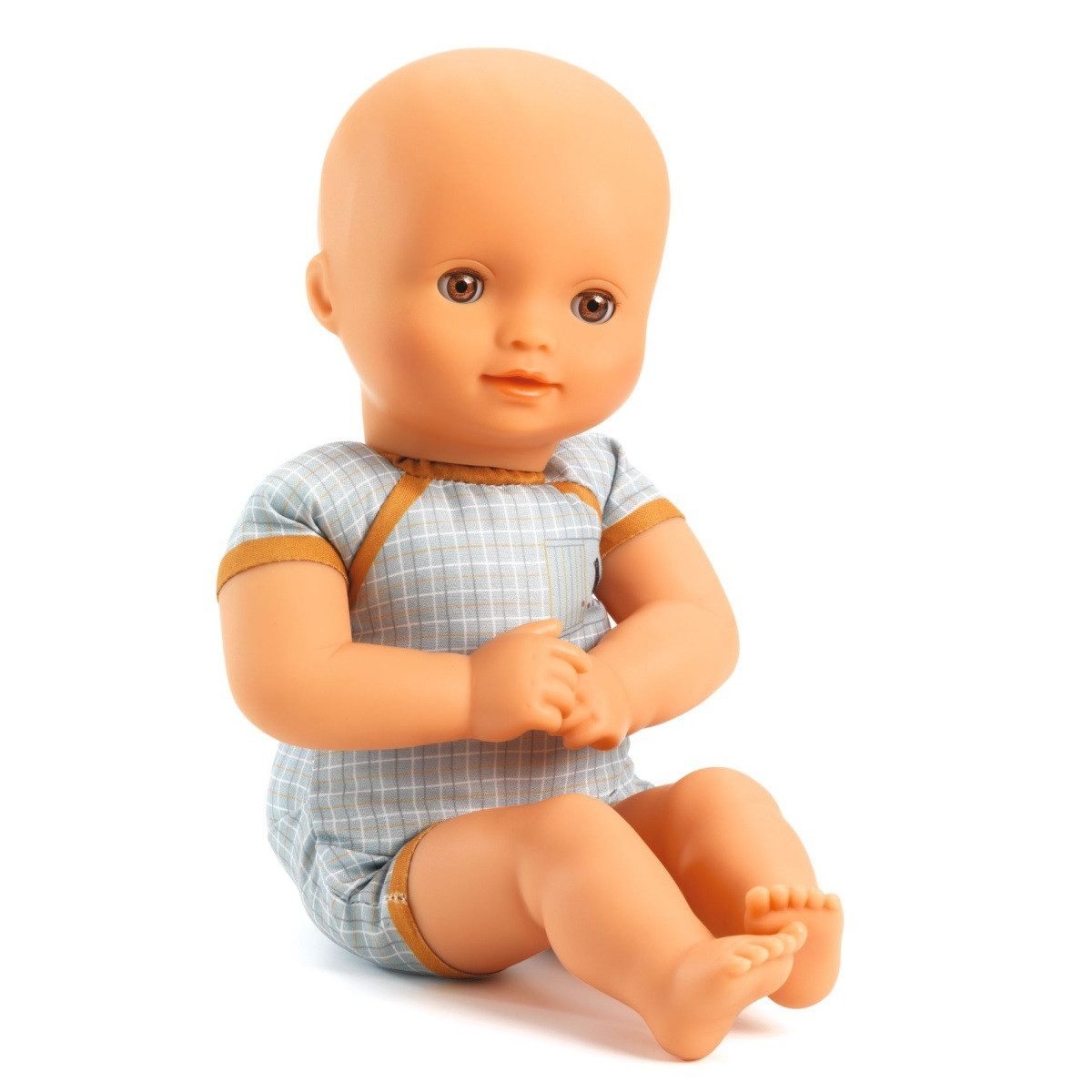 DJECO Babypuppe POMEA Puppe Rose 32cm weicher Körper Schlafaugen