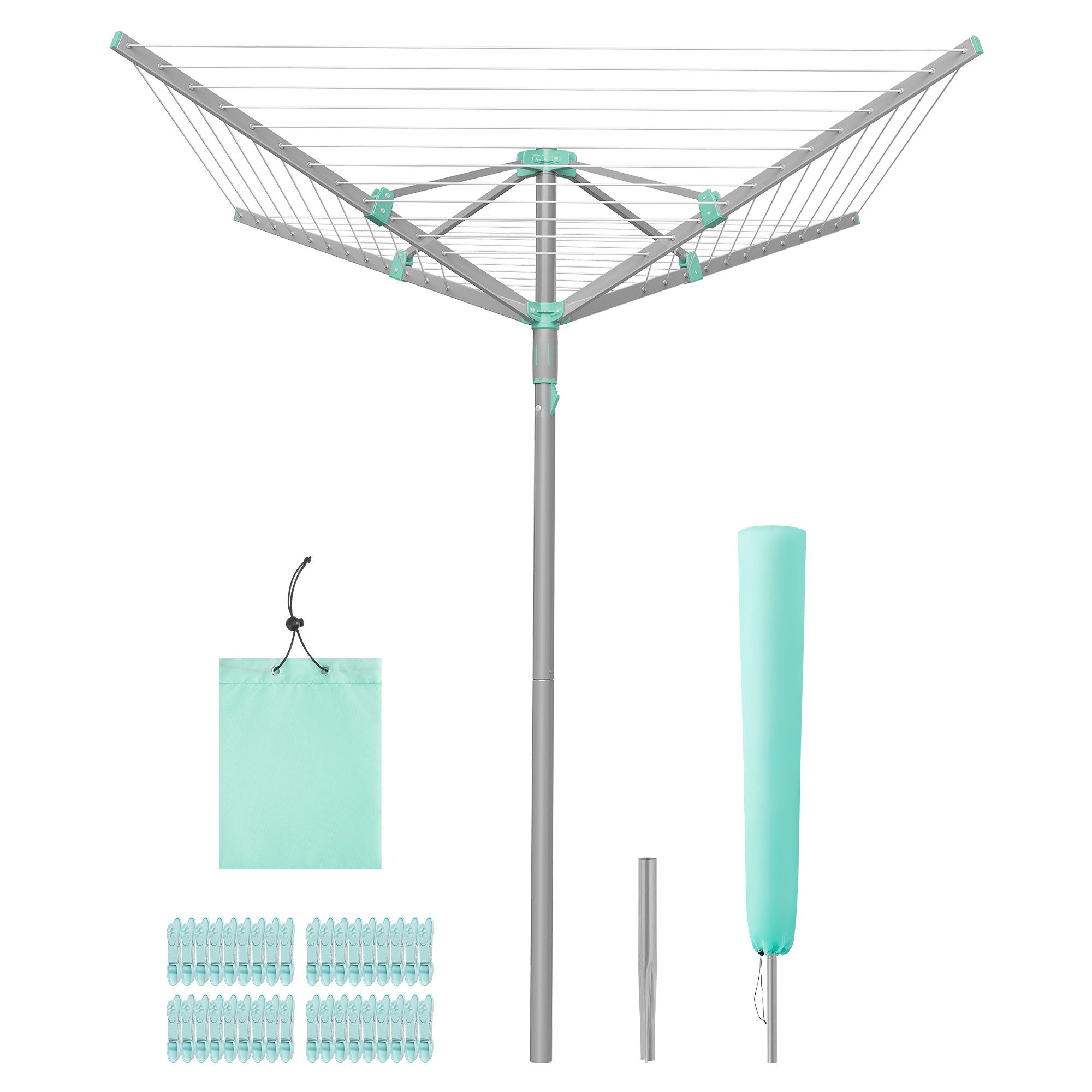 SONGMICS Wäscheständer, höhenverstellbarer, 40/50/60 m Wäscheleine, für 4/5/6 Waschladungen