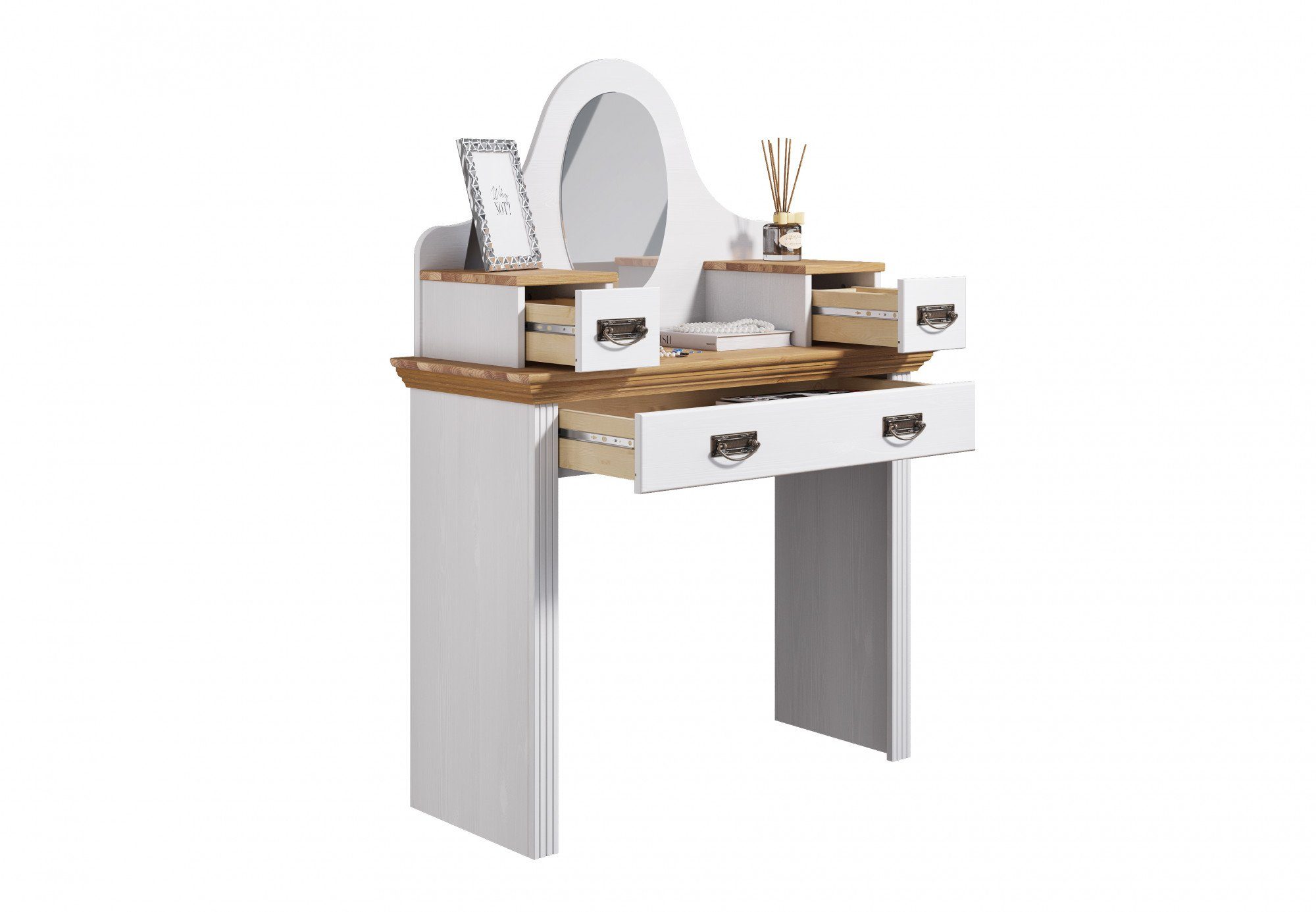 OTTO home Schminktisch Konrad, aus massiver Kiefer, mit Spiegel und viel Stauraum