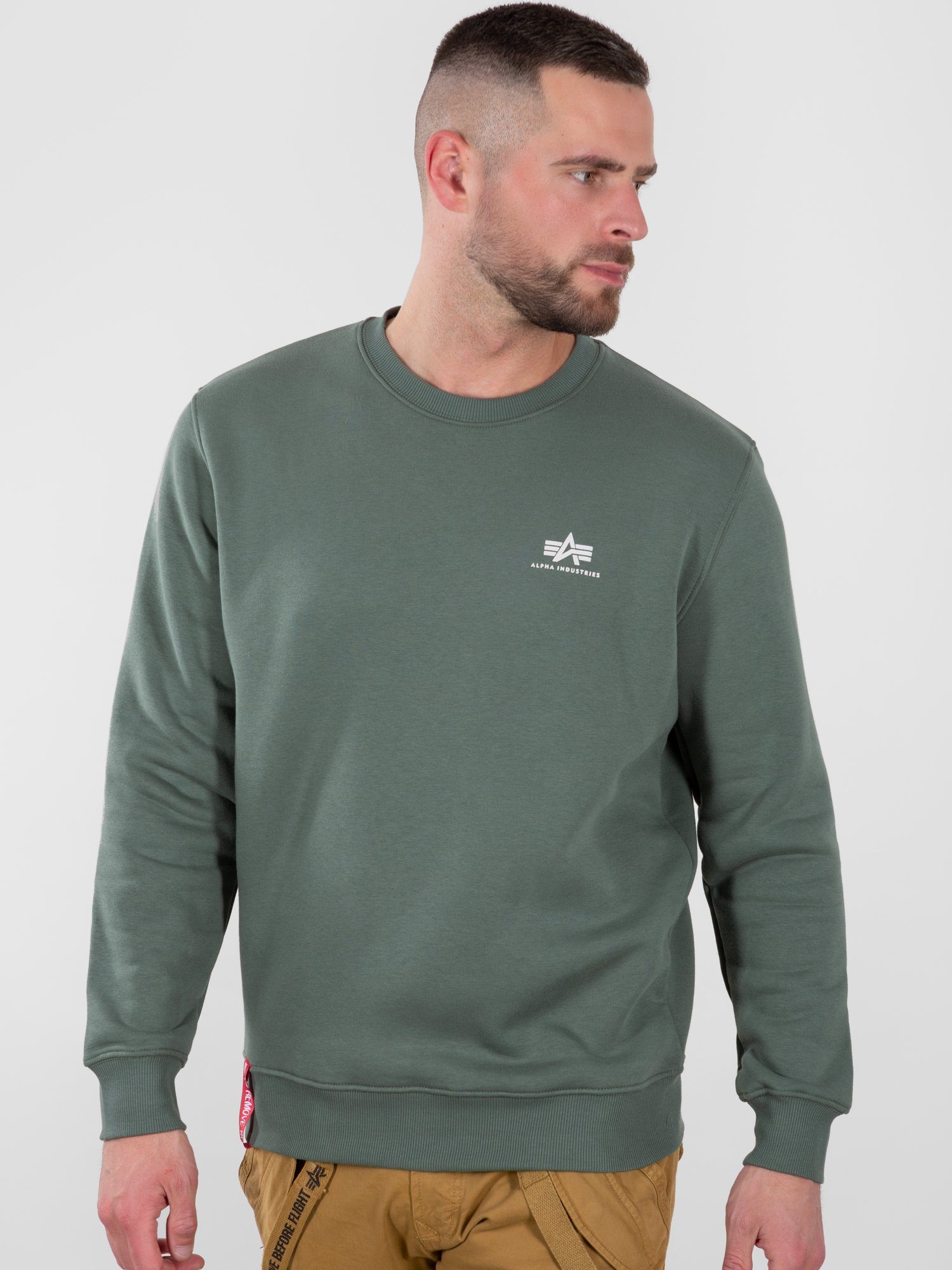 Alpha Basic Sweater Sweatshirts Logo Small Alpha - vintage Industries Industries green Men Sweater