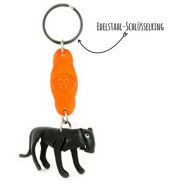 Monkimau Schlüsselanhänger Panther Schlüsselanhänger Leder Tier Figur (Packung)