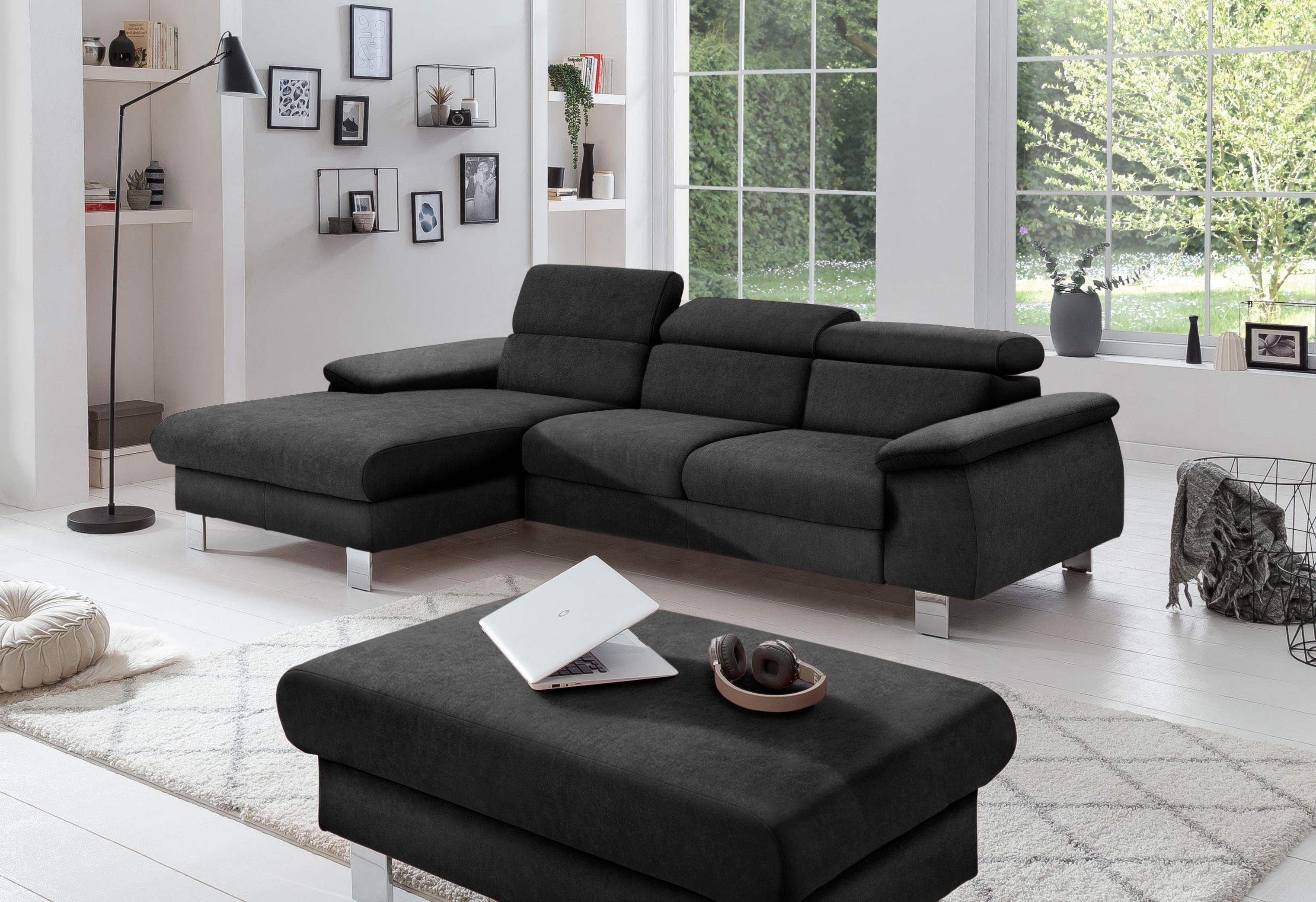 COTTA Ecksofa Komaris L-Form, B: 244 cm, mit Kopfteilverstellung, optional Bettfunktion, Bettkasten & Licht