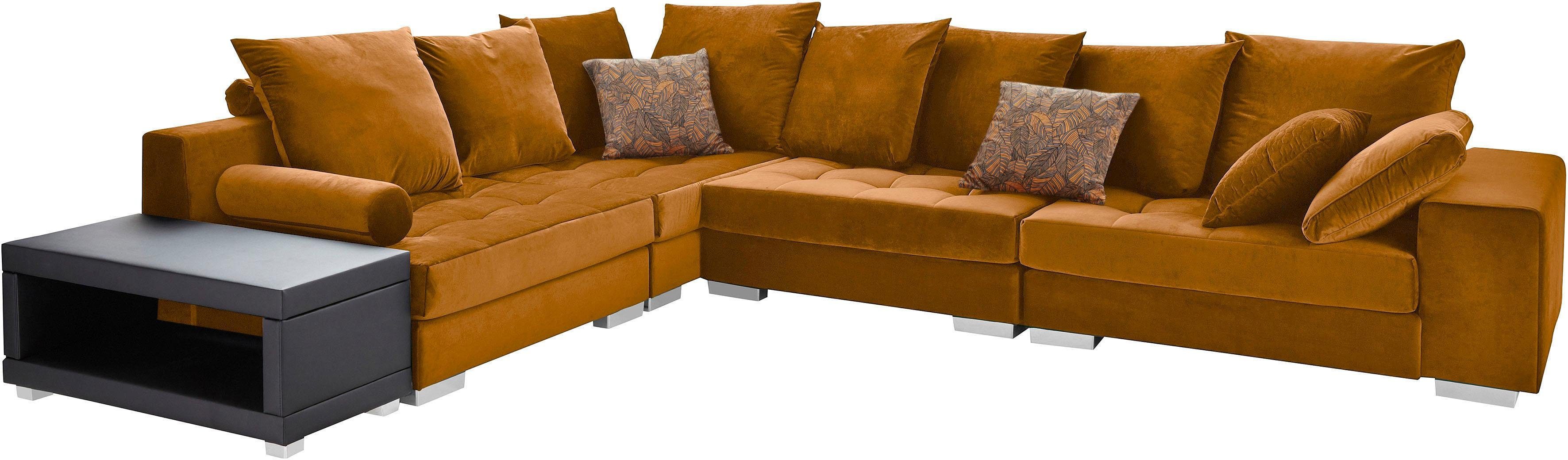 INOSIGN Ecksofa Vale L-Form, incl. Couchtisch, Steppung im Sitzbereich, Federkern