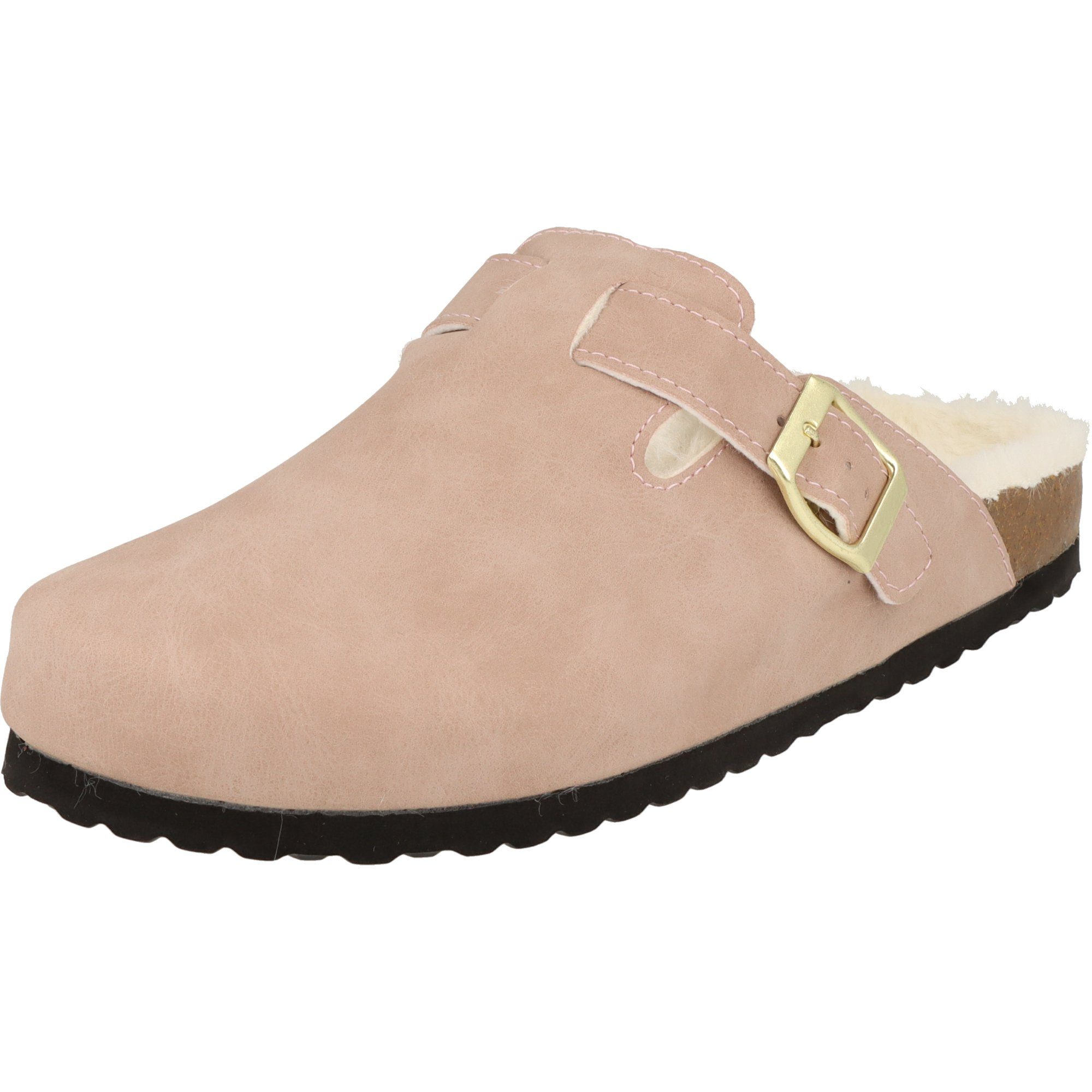 SUPERSOFT Damen warme Clogs 522-506 Pantoffeln gefüttert Hausschuh Schnalle, gepolstert