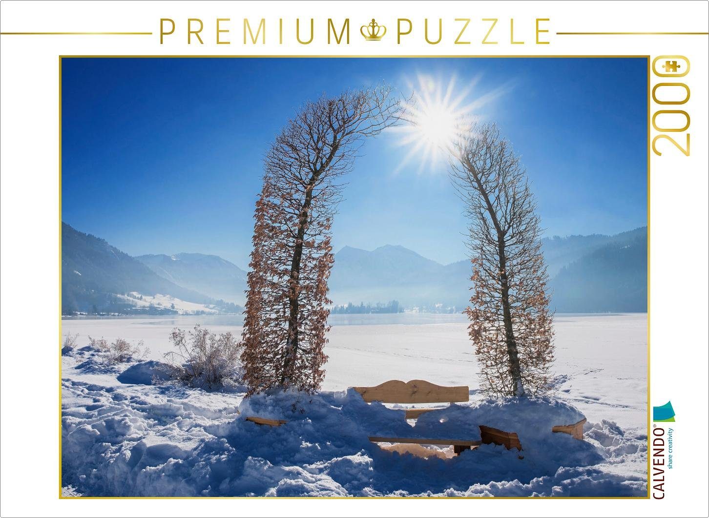 CALVENDO Puzzle CALVENDO Puzzle Stille Rast mit Aussicht auf die Winterlandschaft Schliersee Oberbayern 2000 Teile Lege-Größe 90 x 67 cm Foto-Puzzle Bild von SusaZoom, 2000 Puzzleteile