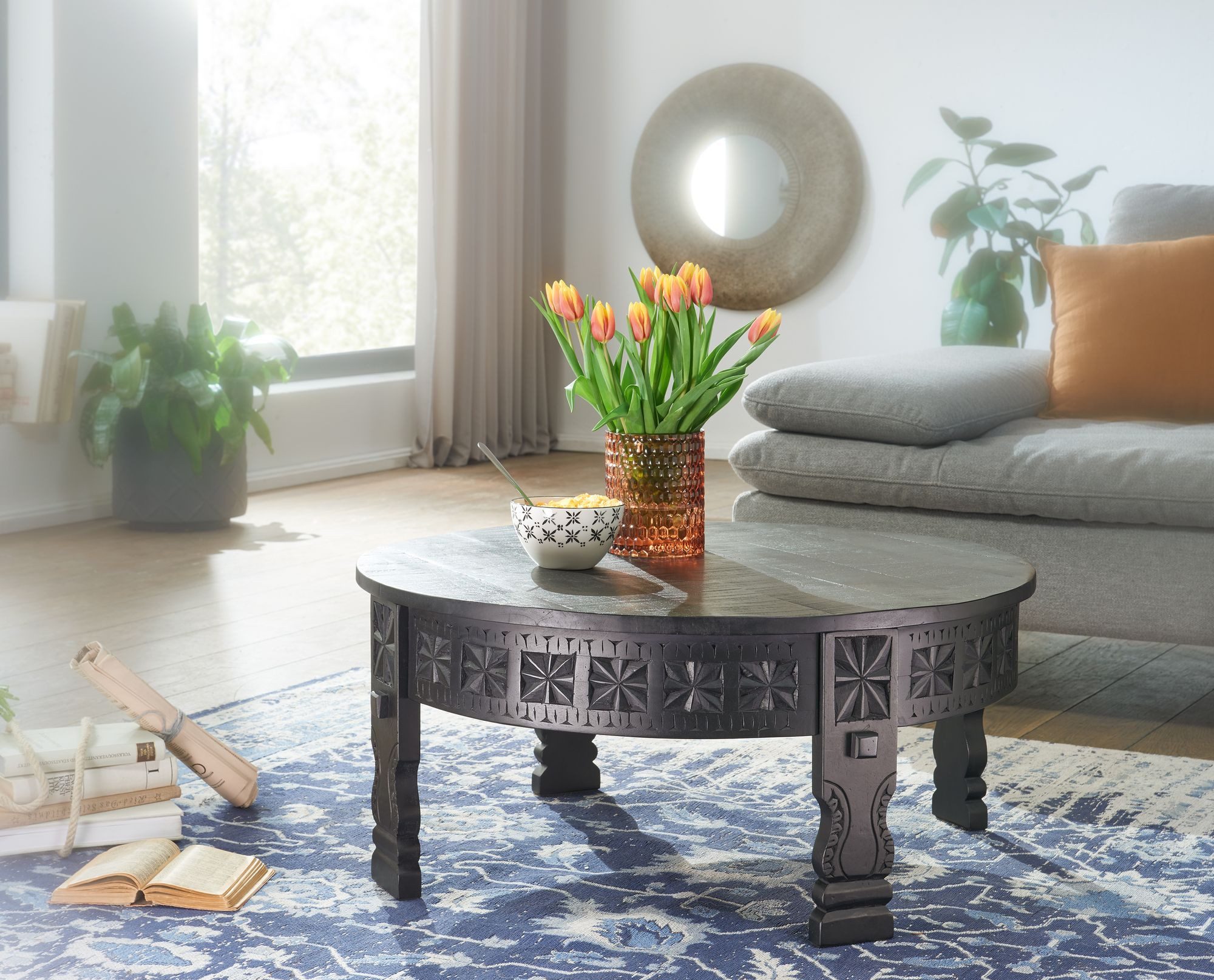 FINEBUY Couchtisch FB26151 (Sofatisch Rund, 80x36x80 günstig online kaufen