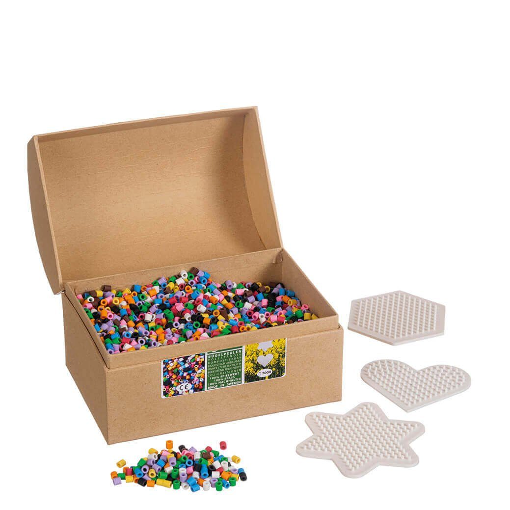 NABBI Bügelperlen Nabbi® BioBeads Ø 5mm, 7.000 Stk. inkl. 3 Stiftplatten, 10 Farben Mix