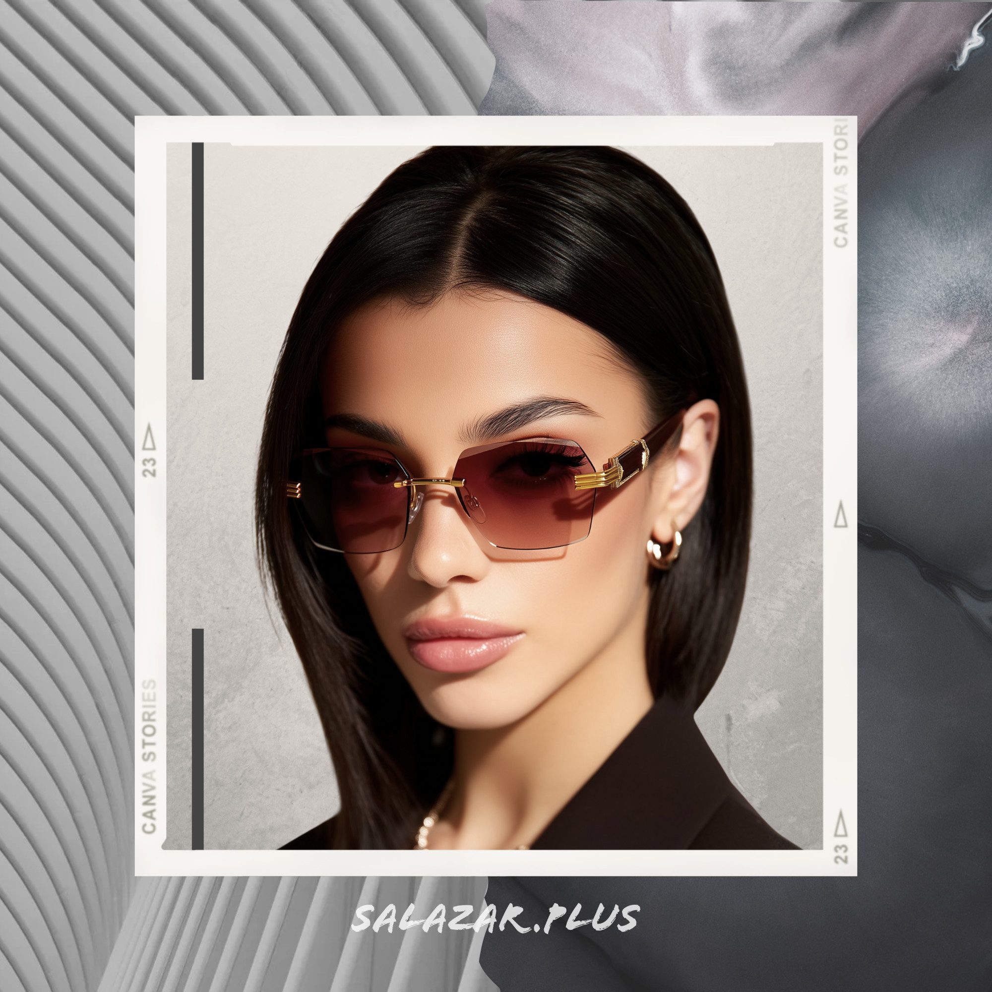 salazar.plus Sonnenbrille Randlos Rechteckig Unisex 2 Farben Rahmenlos Damen Herren Brille