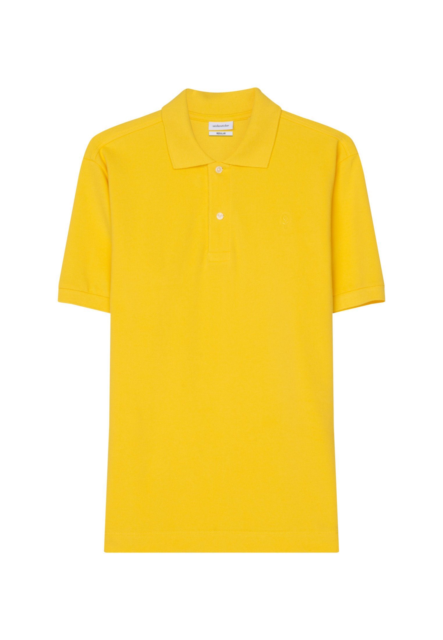 Kurzarm Kragen Regular seidensticker Uni Gelb Poloshirt