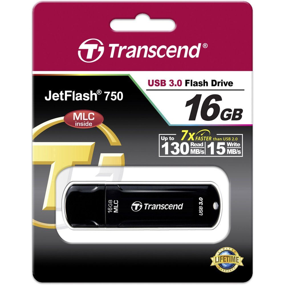 Transcend Transcend JetFlash™ 750K USB-Stick 16 GB Schwarz TS16GJF750K USB-A (U USB-Stick