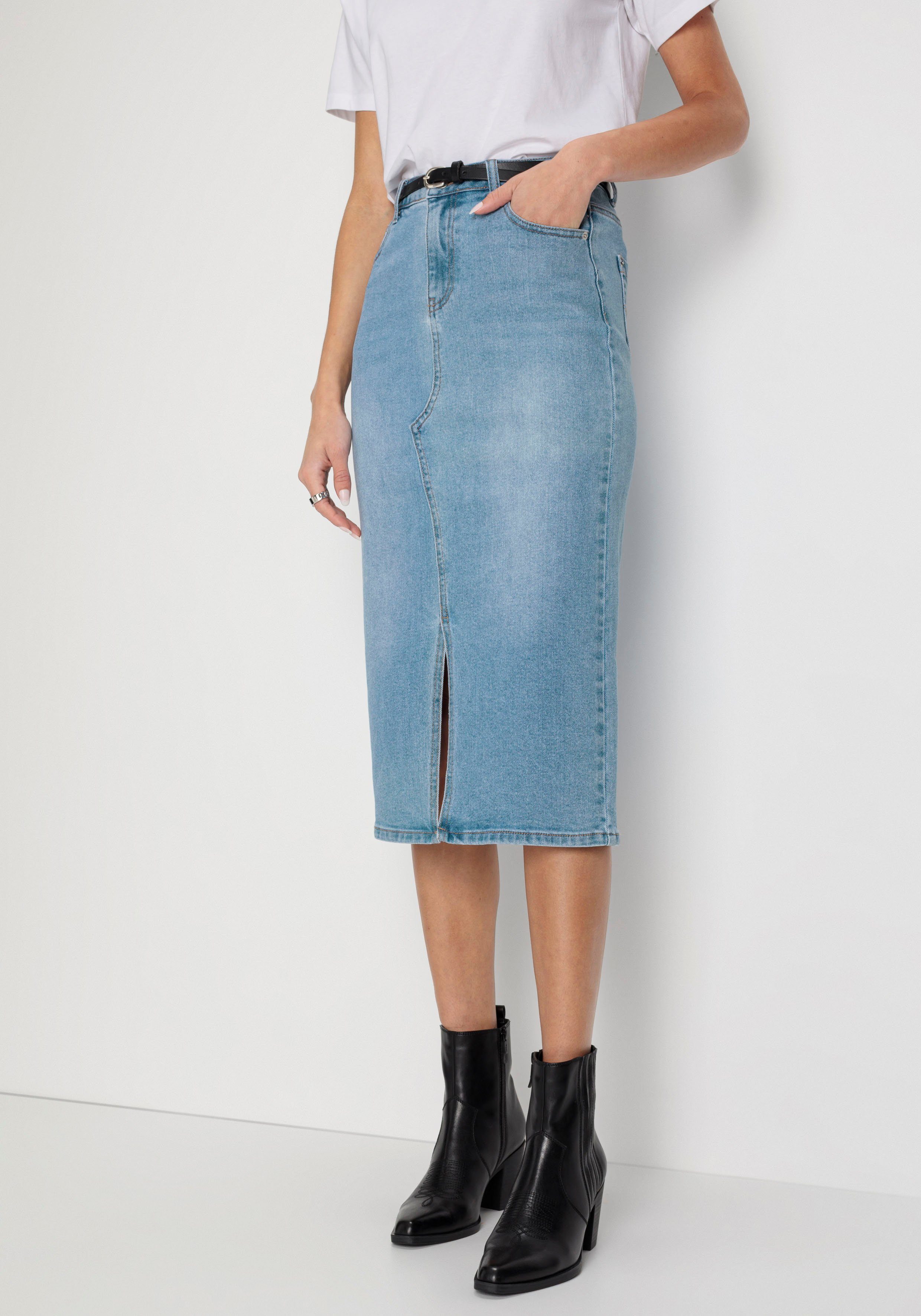 HECHTER PARIS Midirock mit Schlitz vorne günstig online kaufen